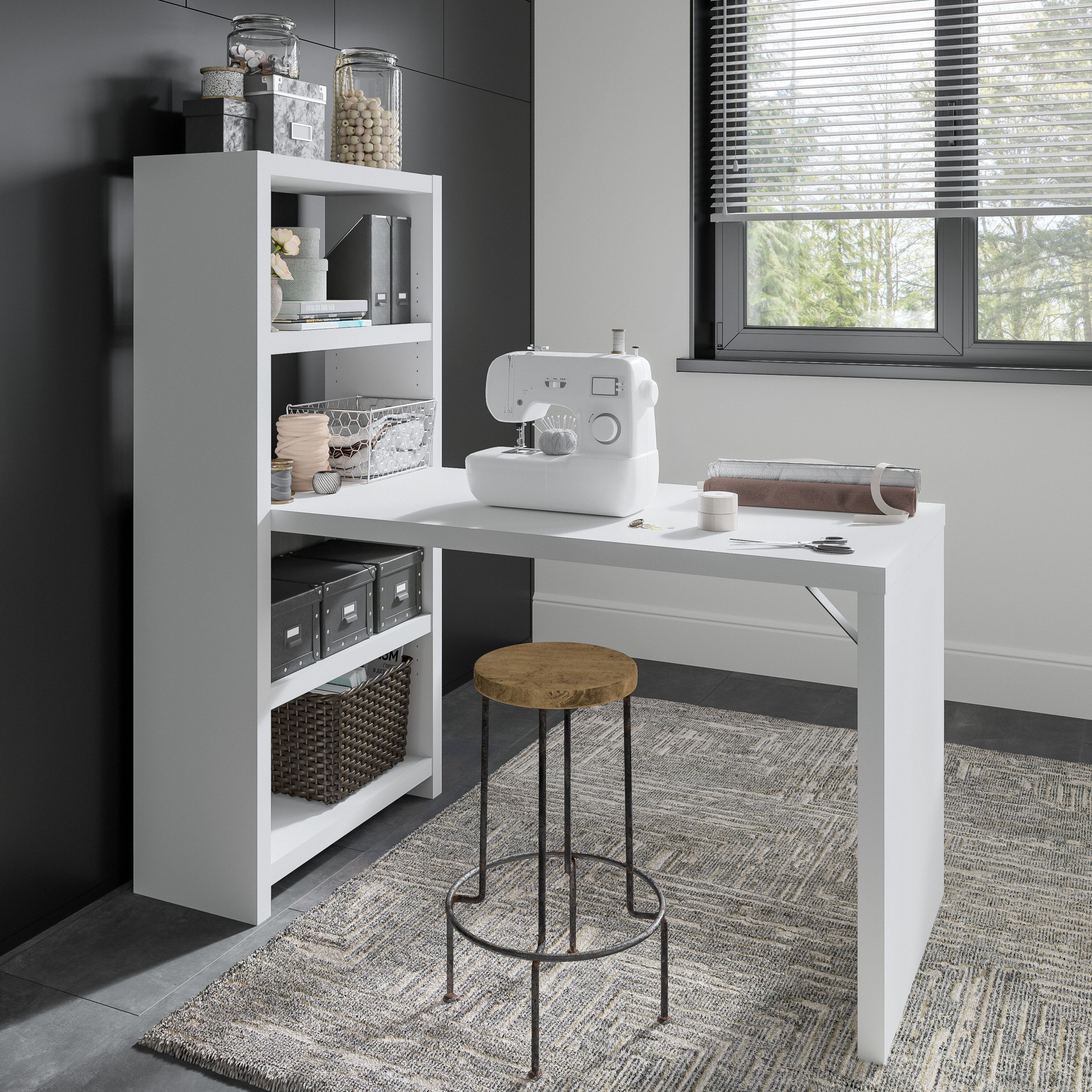 Shop Bush Business Furniture Echo 56W Craft Table 01 ECH023WHMG #color_pure white/modern gray
