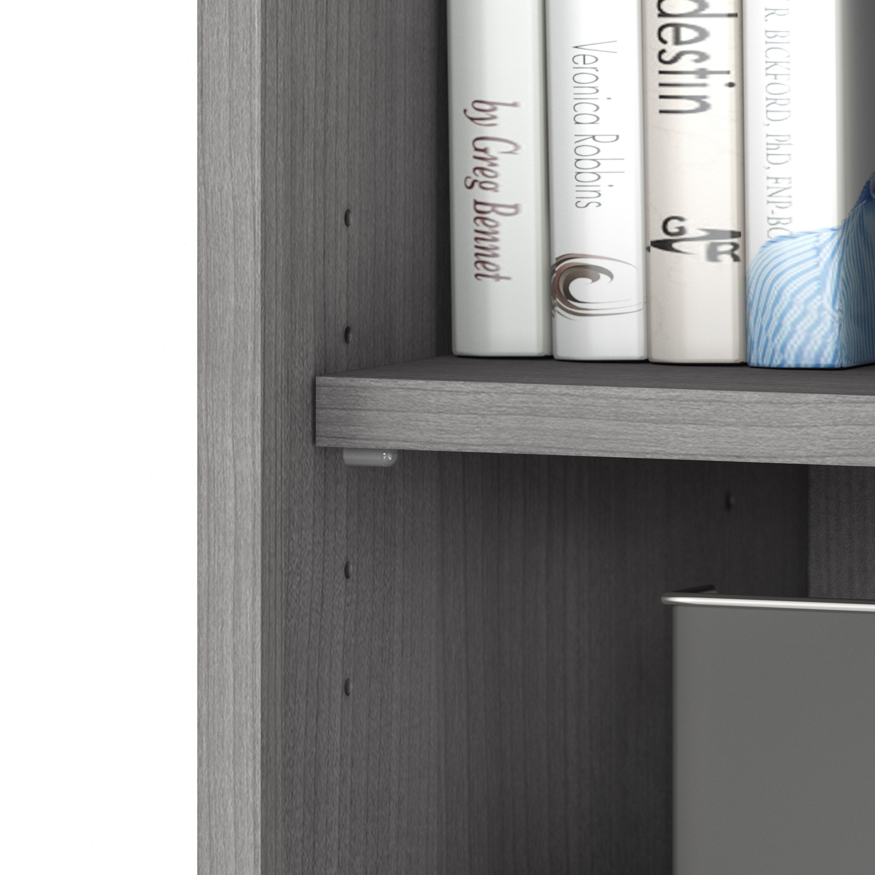 Shop Bush Business Furniture Hybrid Tall 5 Shelf Bookcase with Doors 05 HYB024PG #color_platinum gray