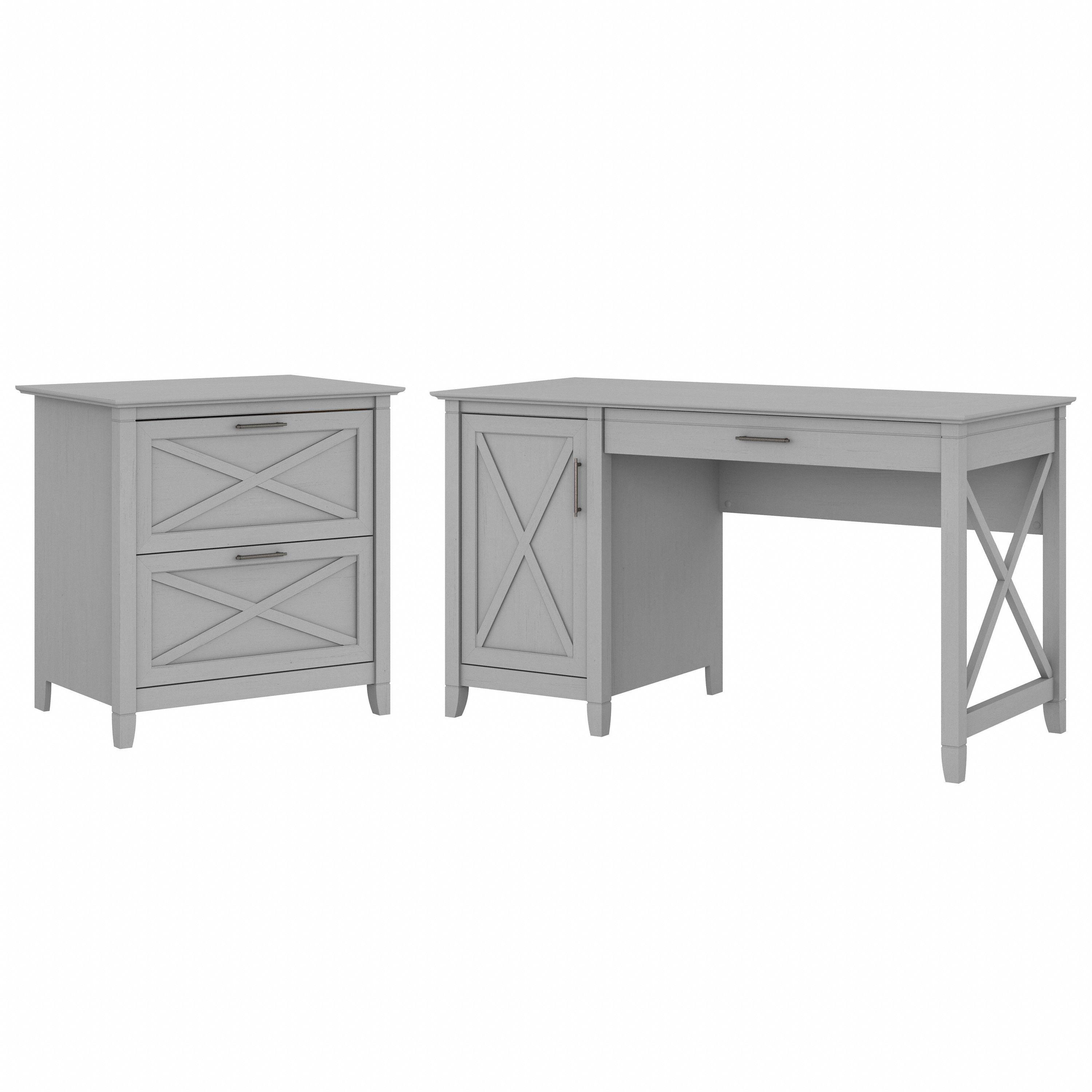 Shop Bush Furniture Key West 54W Computer Desk with Storage and 2 Drawer Lateral File Cabinet 02 KWS008CG #color_cape cod gray