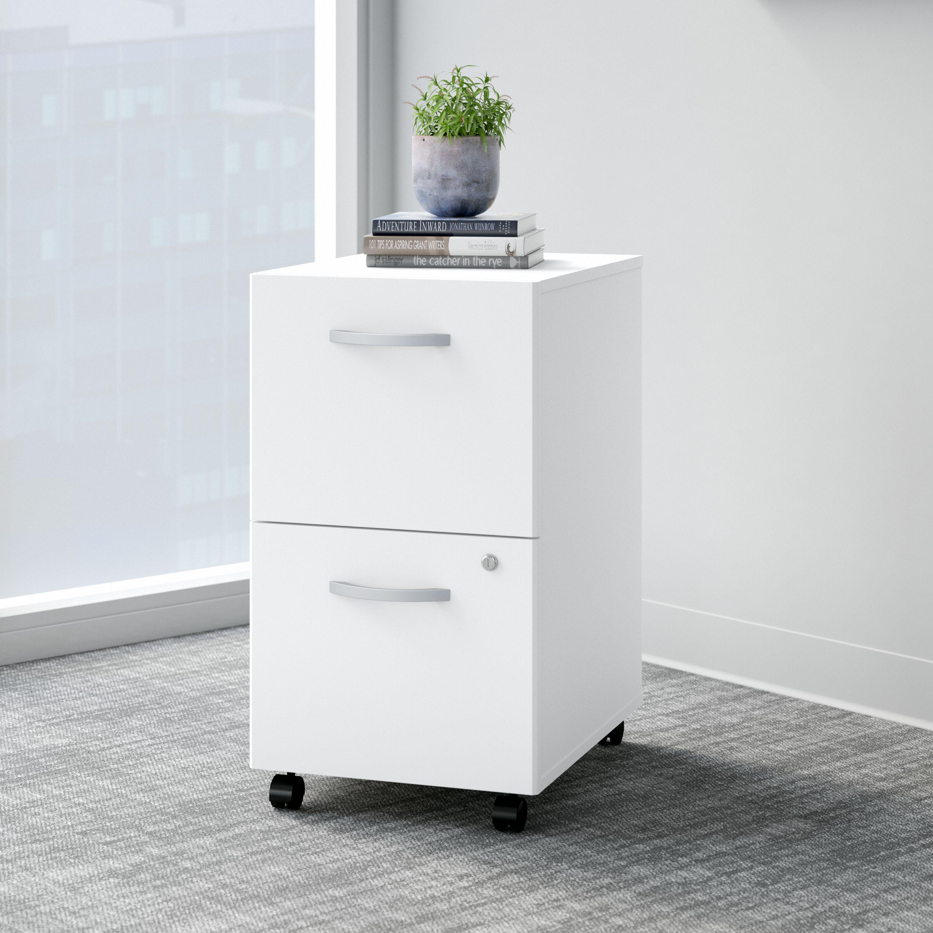 Shop Bush Business Furniture Easy Office 2 Drawer Mobile File Cabinet - Assembled 01 EO108WHSU #color_white