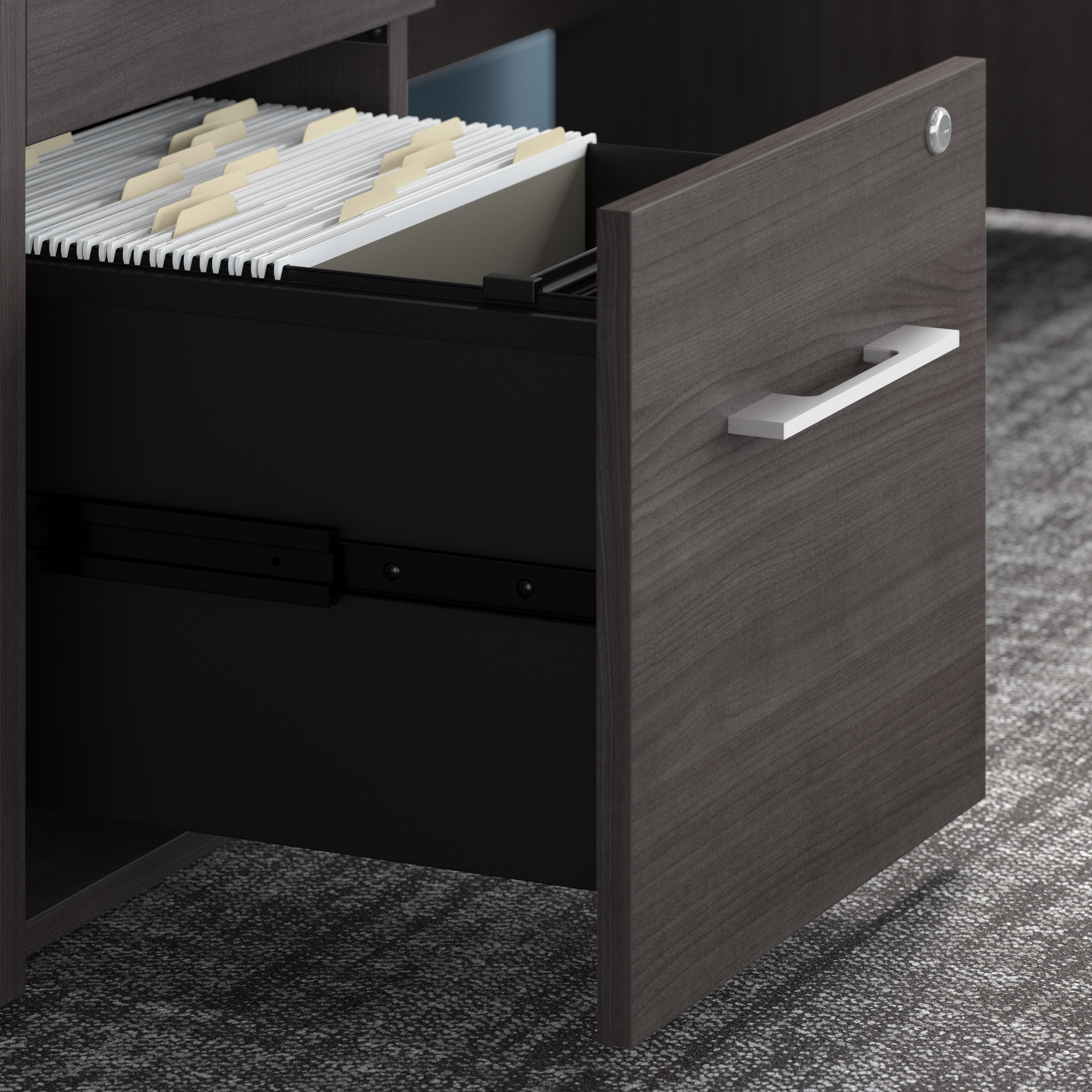 Shop Bush Business Furniture Office 500 72W x 36D Executive Desk with Drawers, Lateral File Cabinets and Hutch 05 OF5001SGSU #color_storm gray