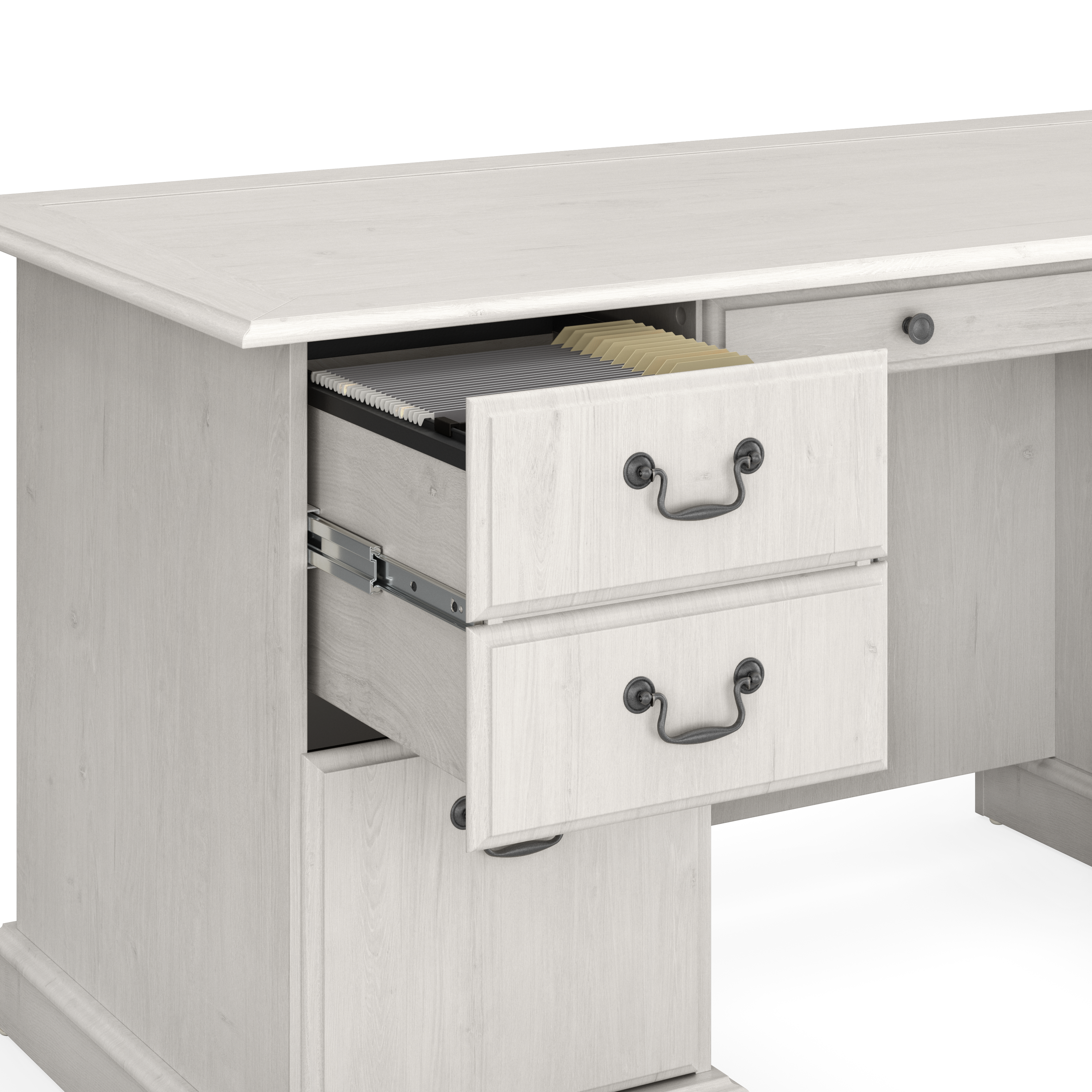 Shop Bush Furniture Saratoga Executive Desk with Drawers 03 EX45766-03K #color_linen white oak