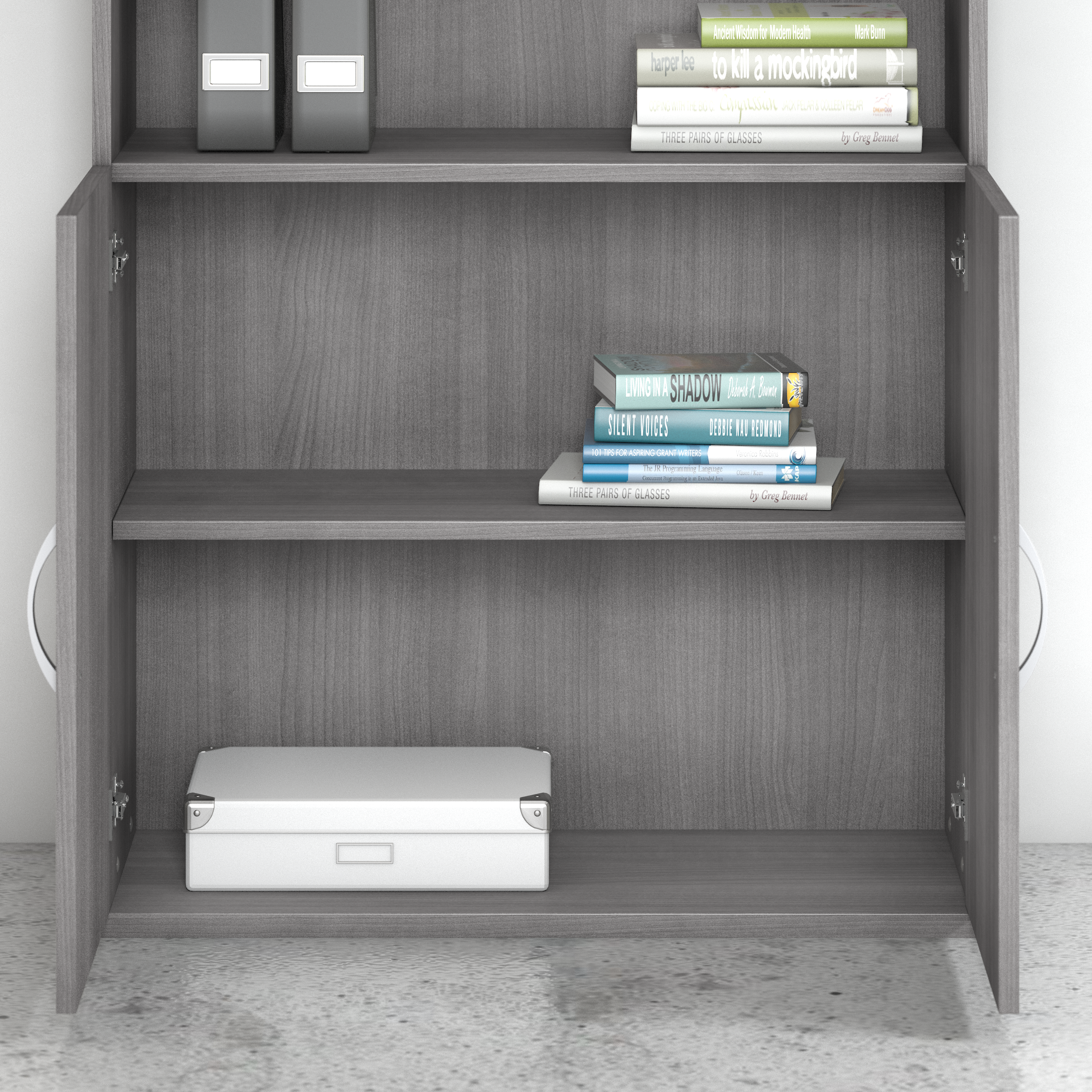 Shop Bush Business Furniture Studio C Tall 5 Shelf Bookcase with Doors 03 STC015PG #color_platinum gray