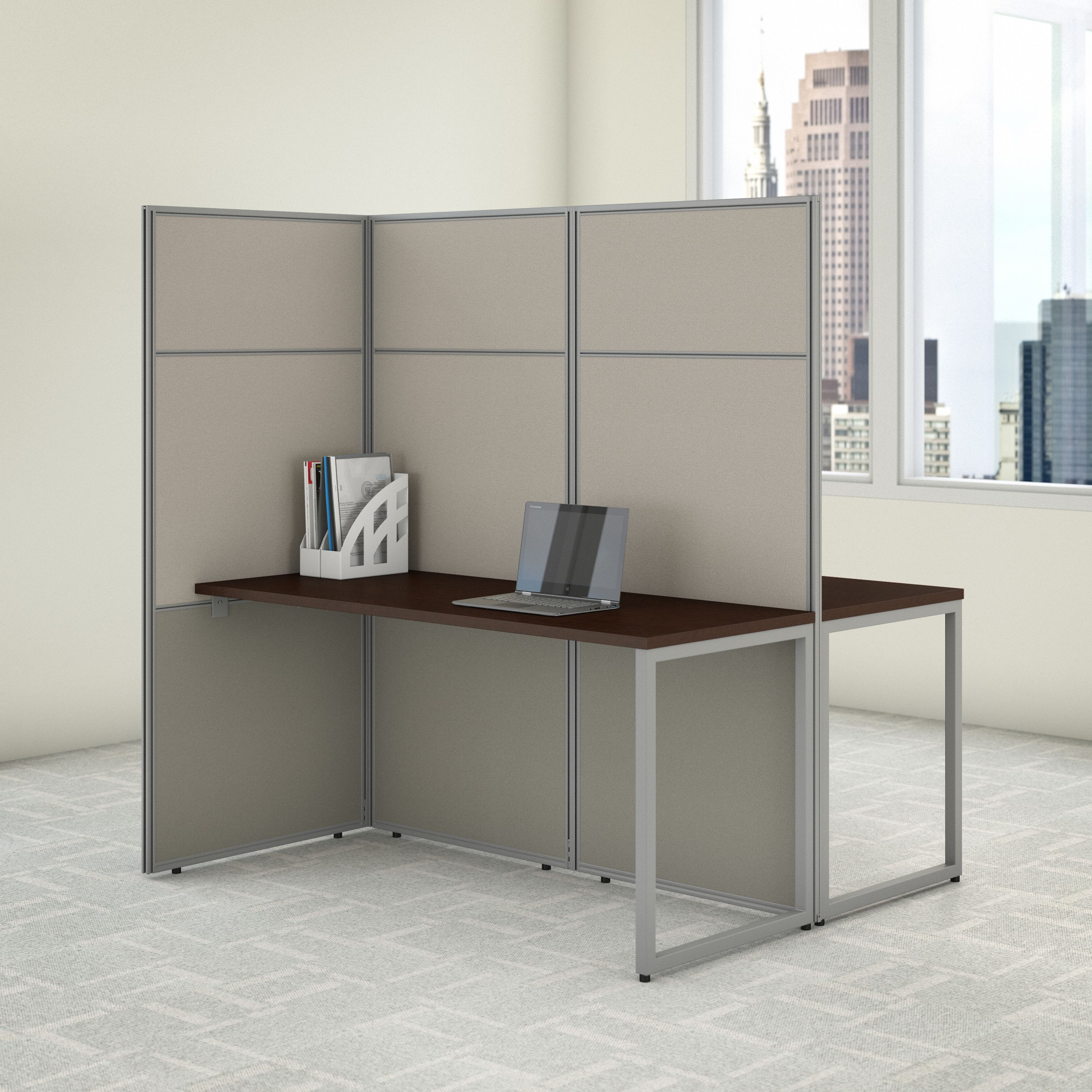 Shop Bush Business Furniture Easy Office 60W 2 Person Cubicle Desk Workstation with 66H Panels 01 EODH460MR-03K #color_mocha cherry