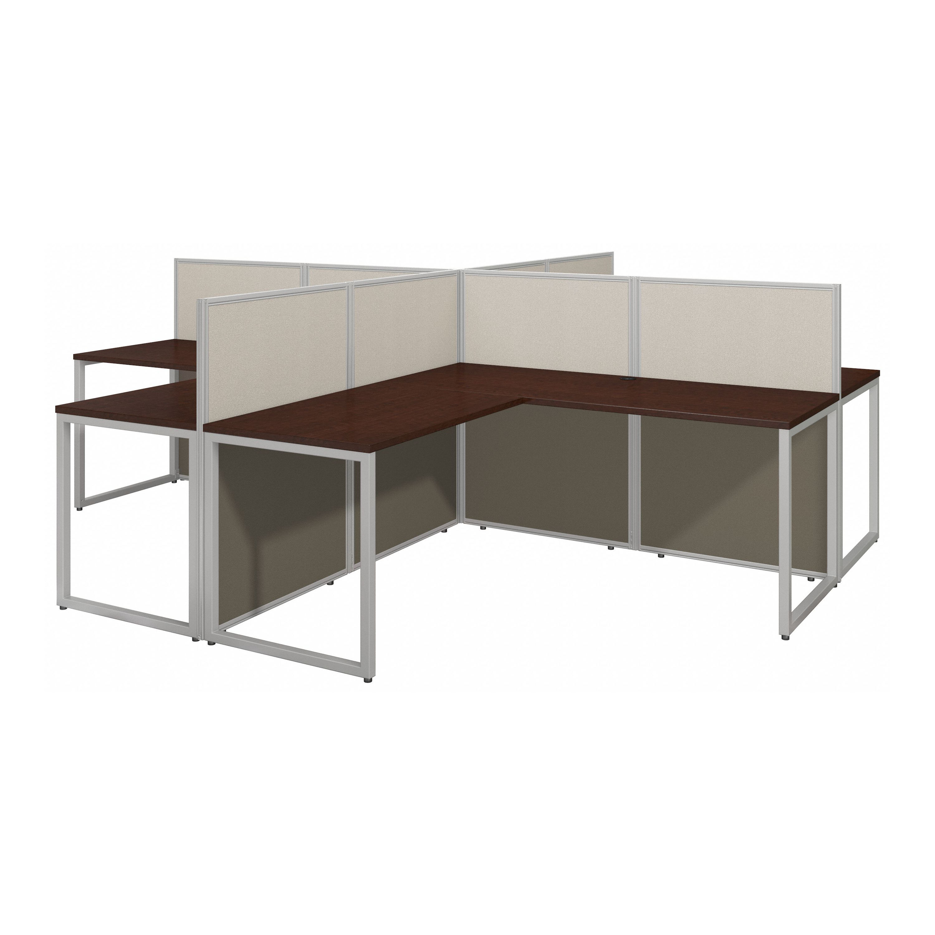Shop Bush Business Furniture Easy Office 60W 4 Person L Shaped Cubicle Desk Workstation with 45H Panels 02 EOD760MR-03K #color_mocha cherry