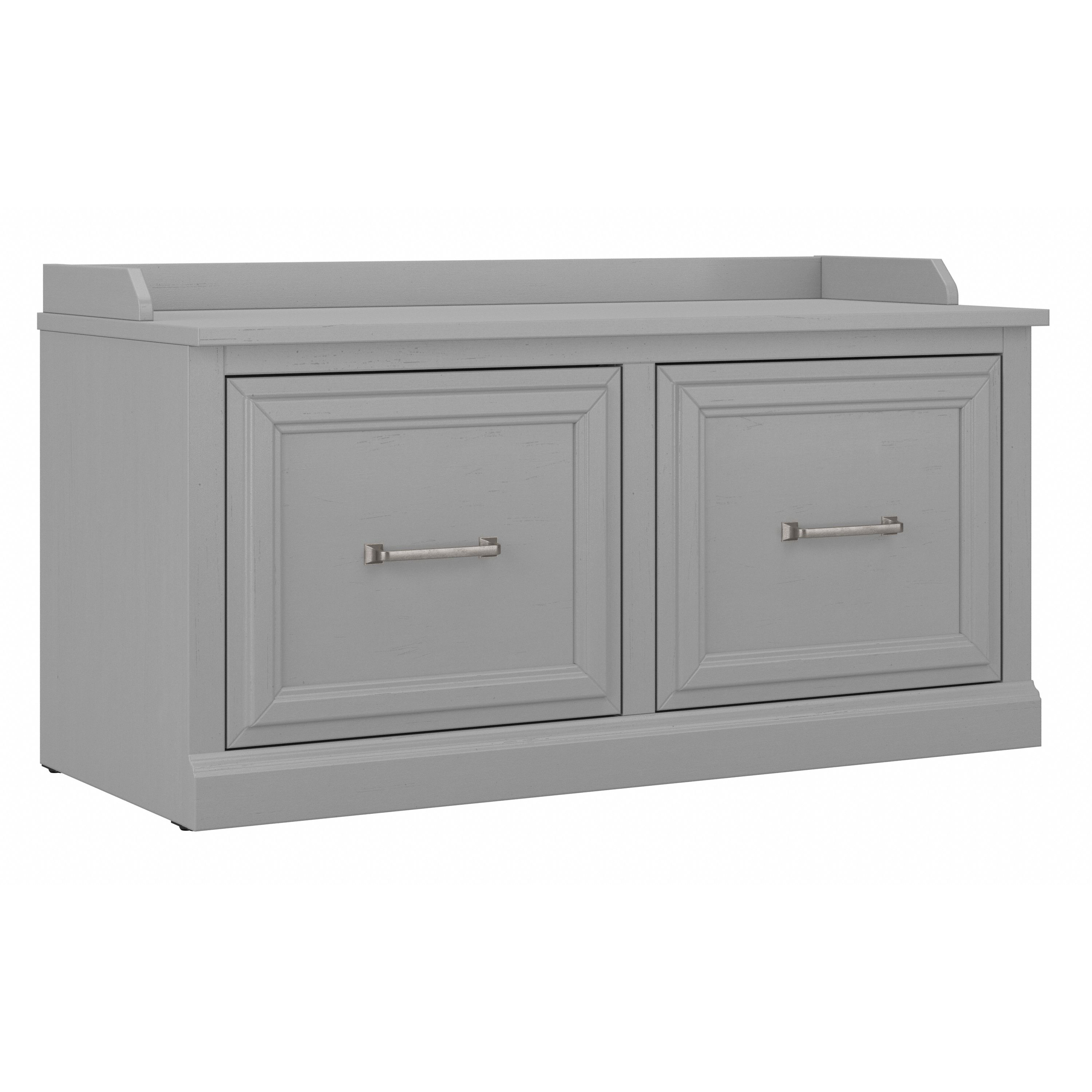Shop Bush Furniture Woodland 40W Shoe Storage Bench with Doors 02 WDS140CG-03 #color_cape cod gray