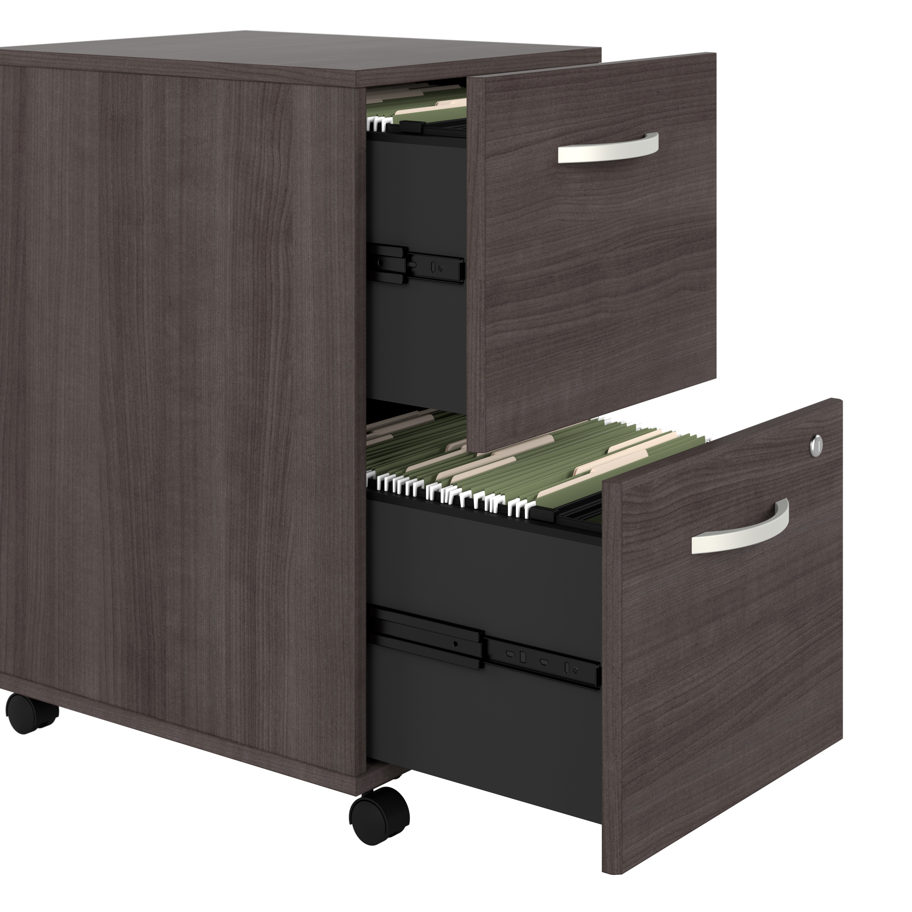 Shop Bush Business Furniture Studio C 72W x 36D Bow Front Desk and Credenza with Mobile File Cabinets 03 STC009SGSU #color_storm gray