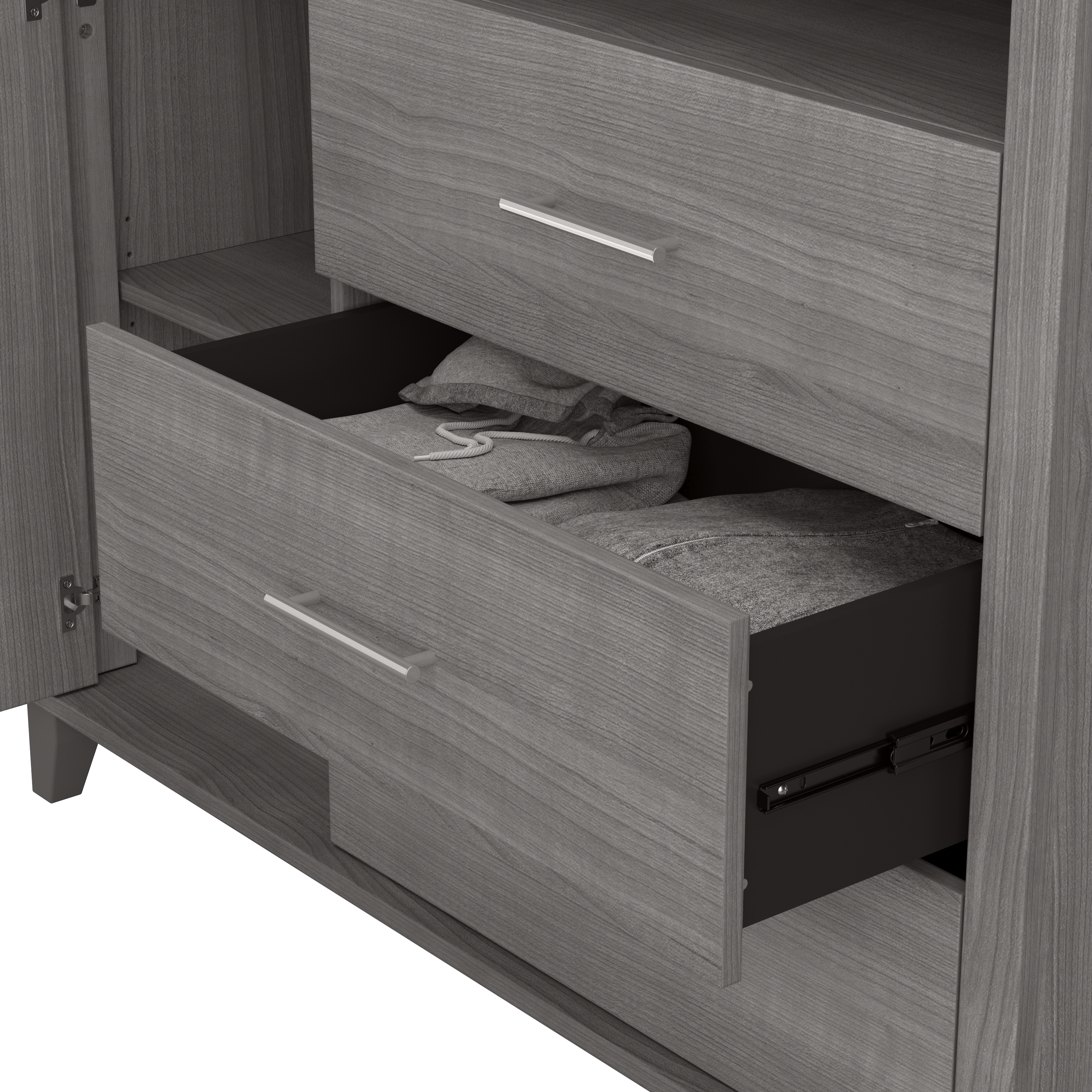 Shop Bush Furniture Somerset 3 Drawer Dresser and Bedroom TV Stand 03 STV148PGK #color_platinum gray