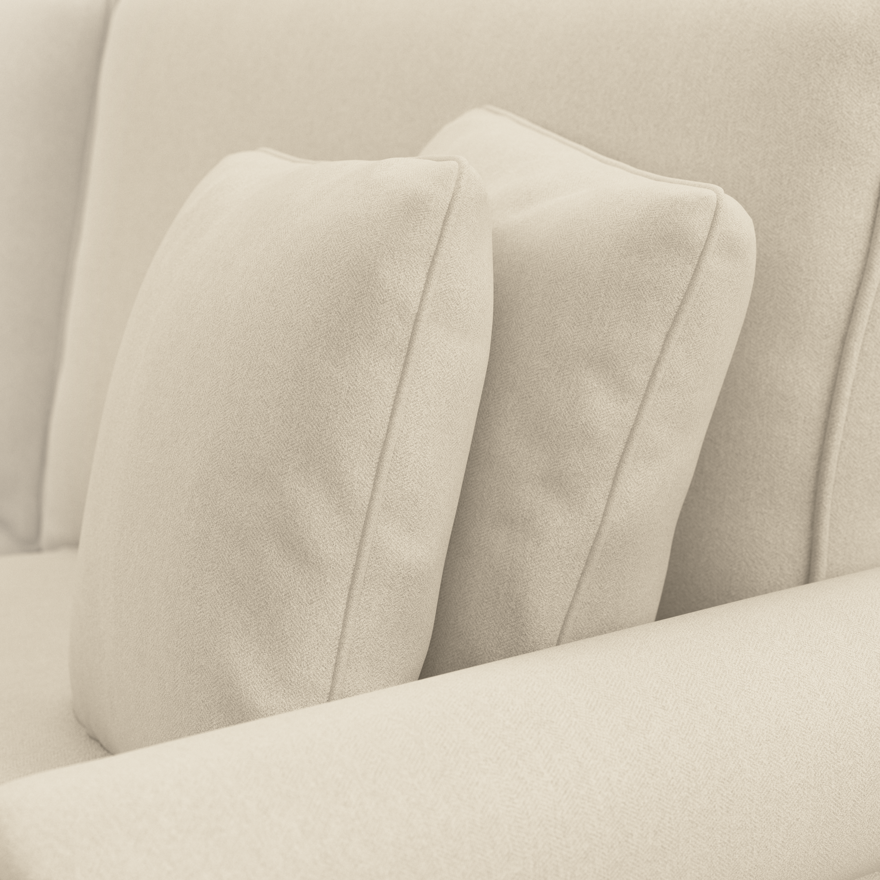 Shop Bush Furniture Coventry 85W Sofa with Loveseat, Accent Chair, and Ottoman 04 CVN020CRH #color_cream herringbone fabric