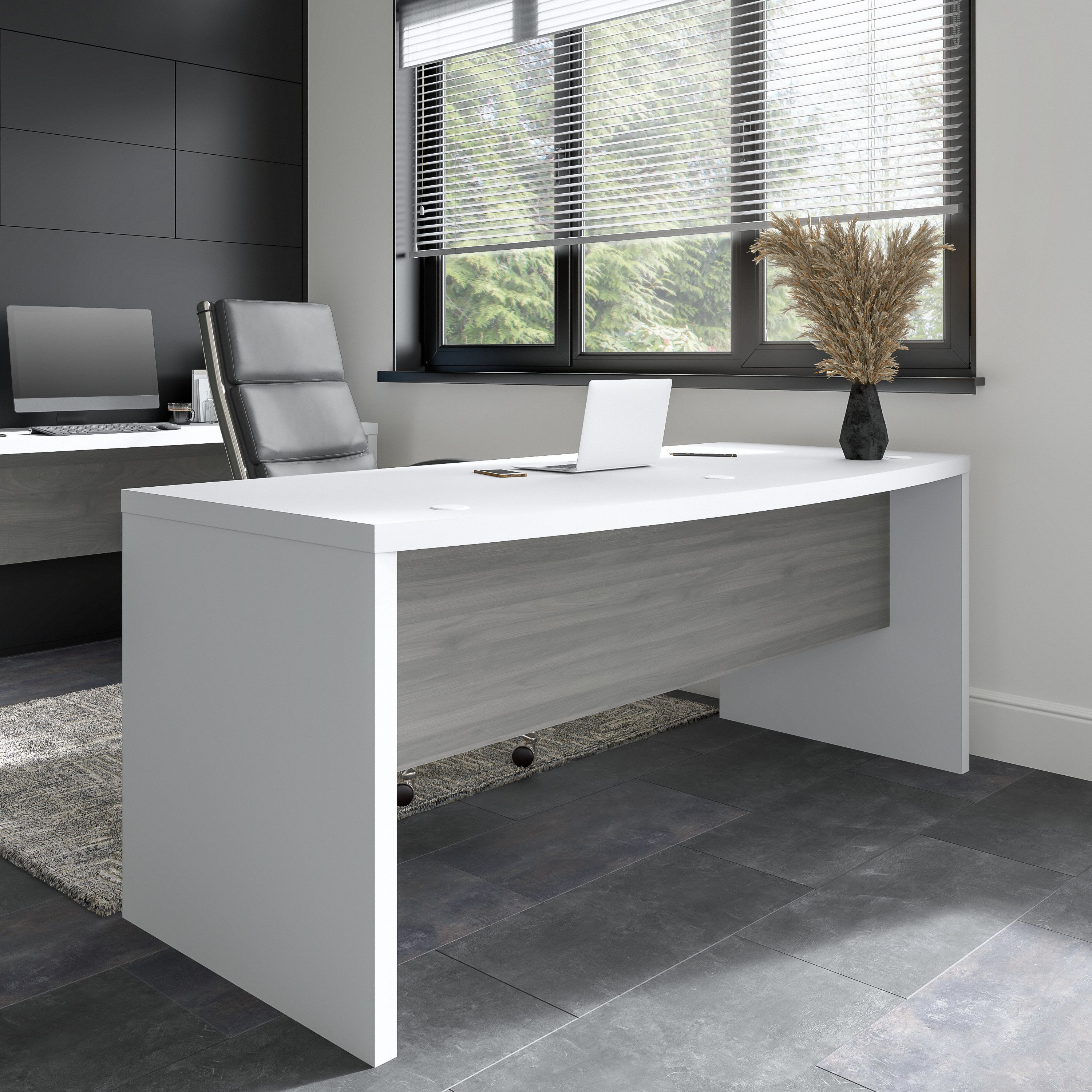 Shop Bush Business Furniture Echo 72W Bow Front Desk 01 KI60509-03 #color_pure white/modern gray