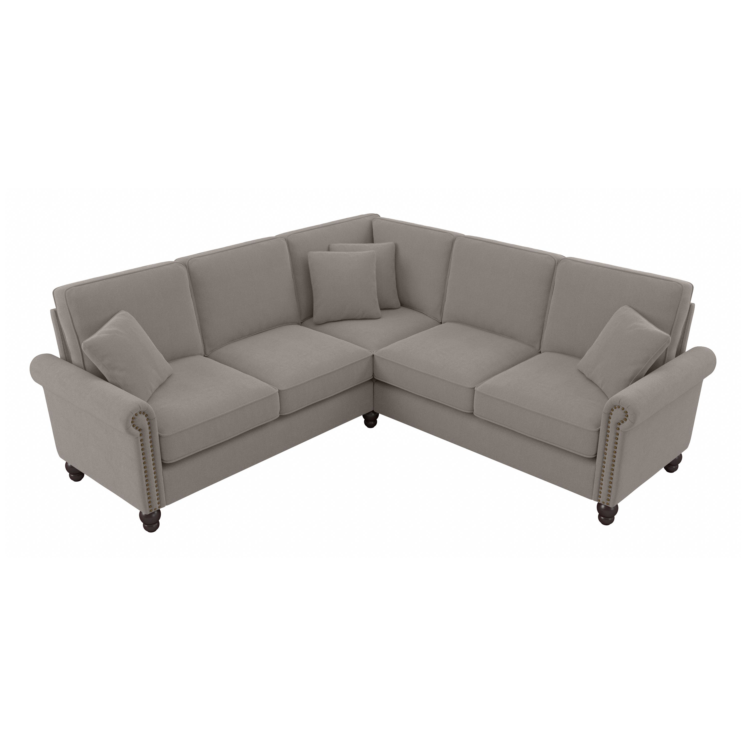 Shop Bush Furniture Coventry 87W L Shaped Sectional Couch 02 CVY86BBGH-03K #color_beige herringbone fabric