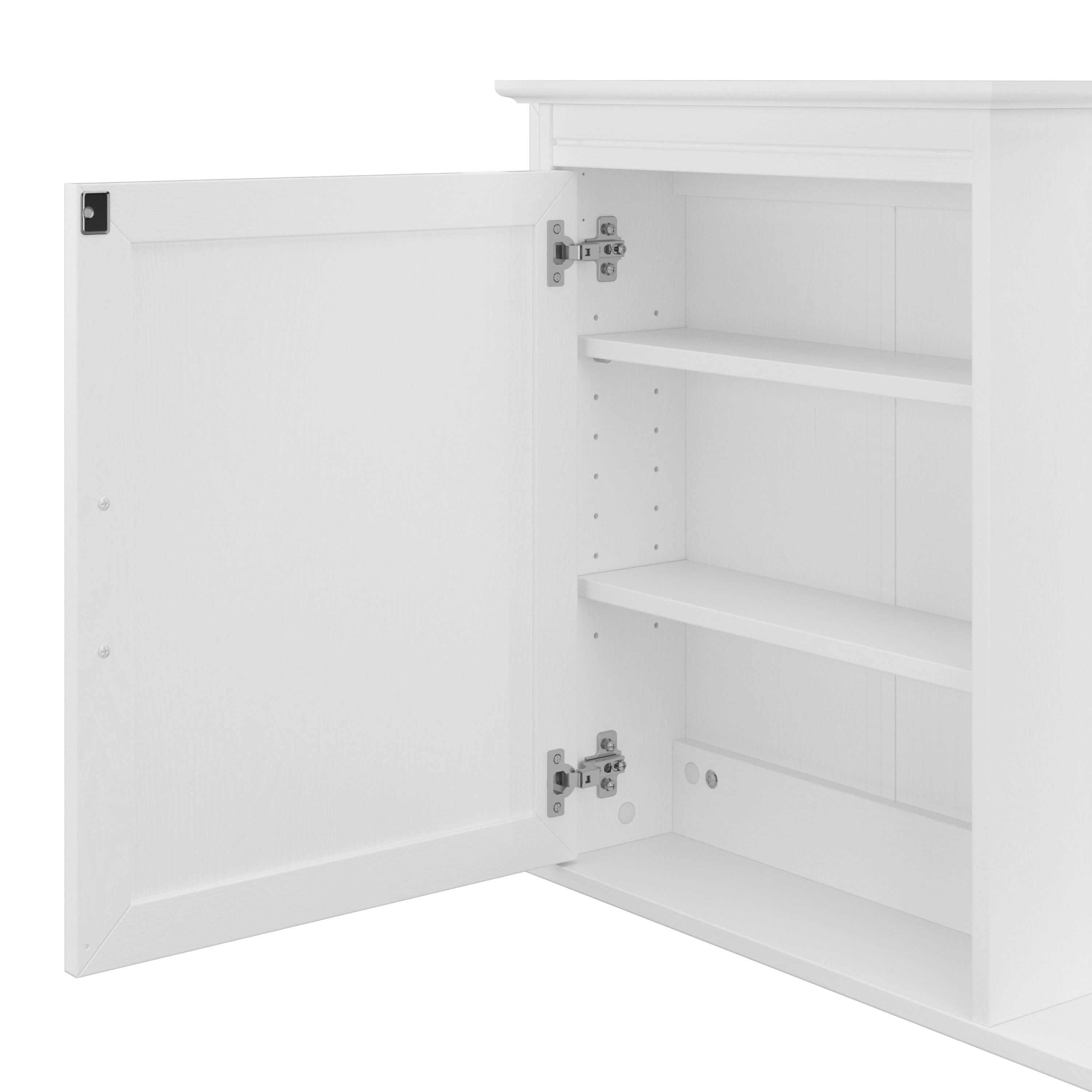 Shop Bush Furniture Key West 64W Double Vanity Set with Sinks, Medicine Cabinets and Linen Tower 04 KWS044WAS #color_white ash