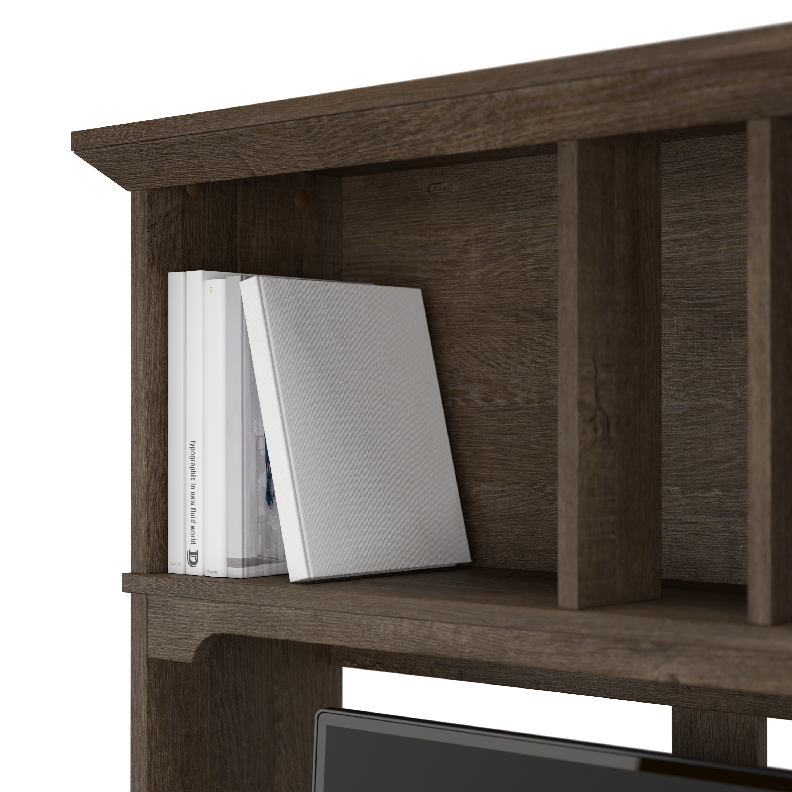 Shop Bush Furniture Salinas 60W L Shaped Desk with Hutch 04 SAL004ABR #color_ash brown