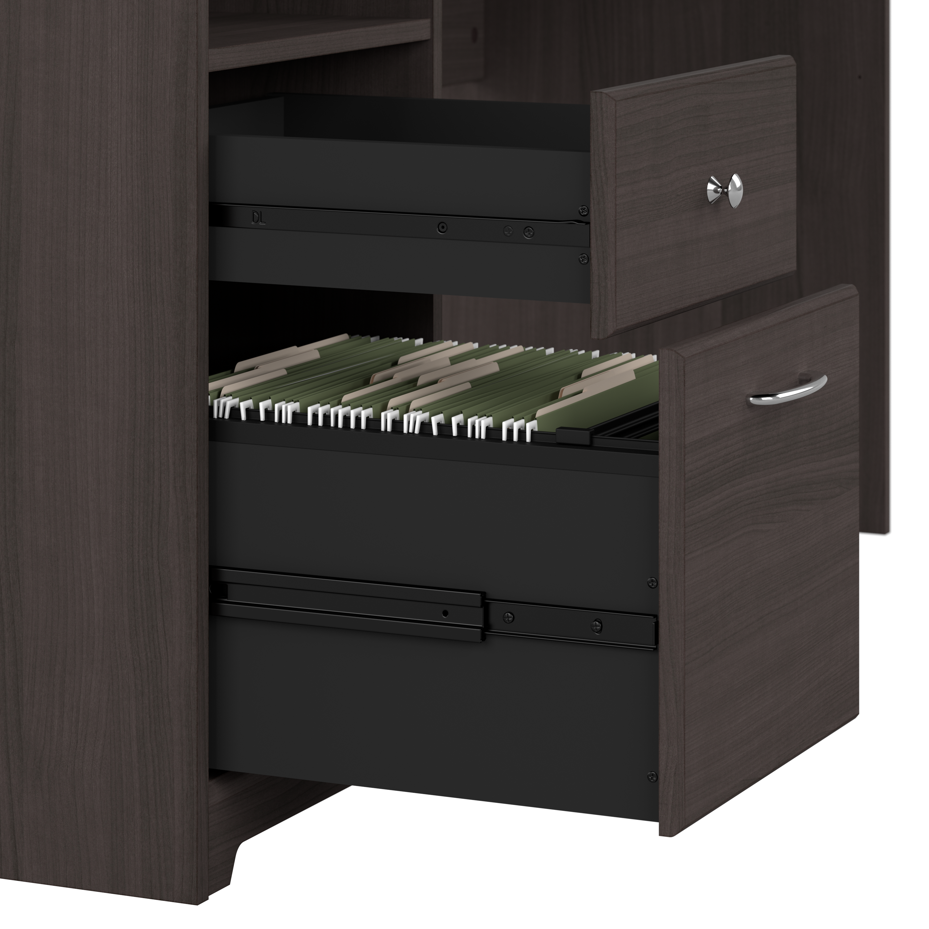 Shop Bush Furniture Cabot 60W L Shaped Computer Desk with Hutch and Drawers 05 CAB046HRG #color_heather gray