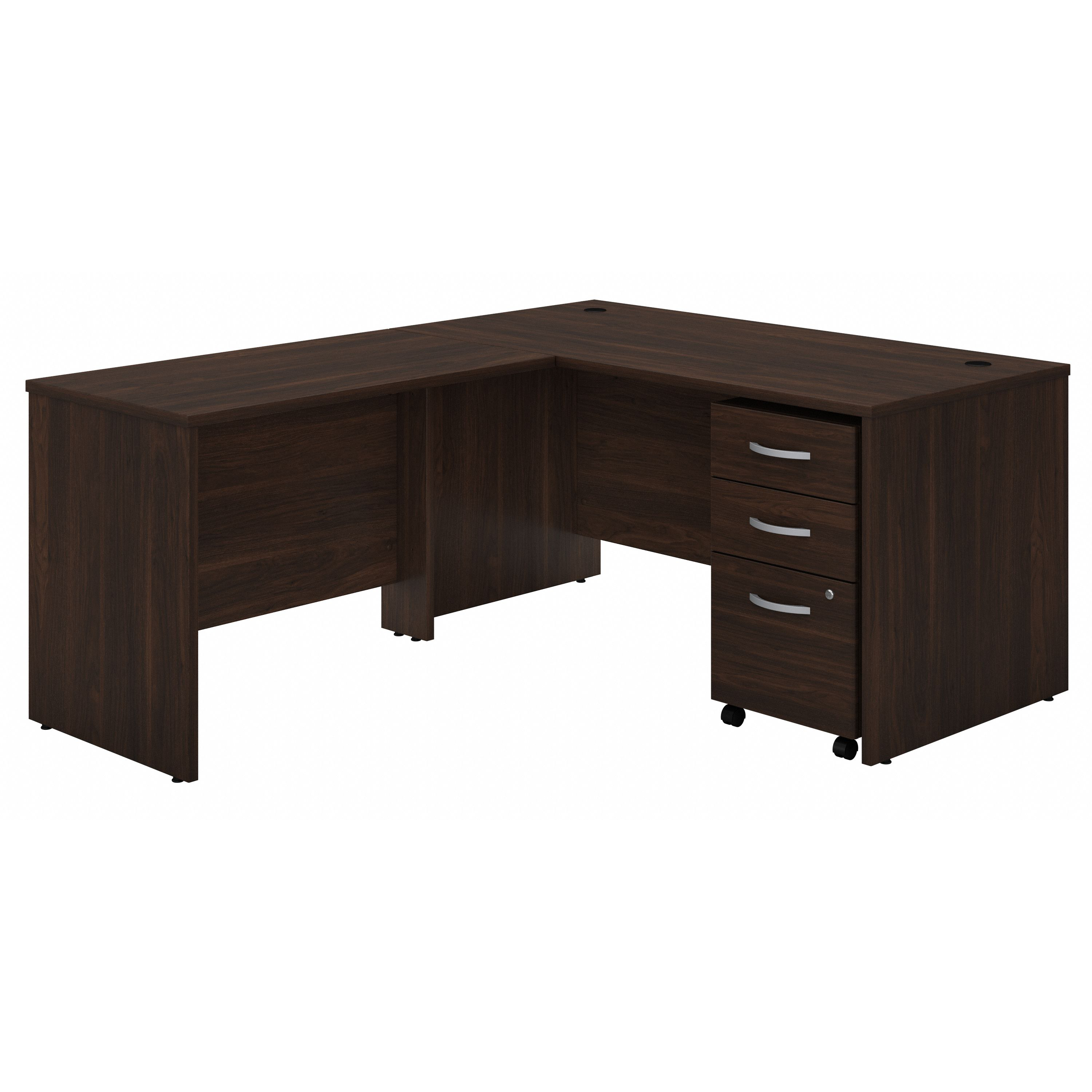 Shop Bush Business Furniture Studio C 60W x 30D L Shaped Desk with Mobile File Cabinet and 42W Return 02 STC008BWSU #color_black walnut