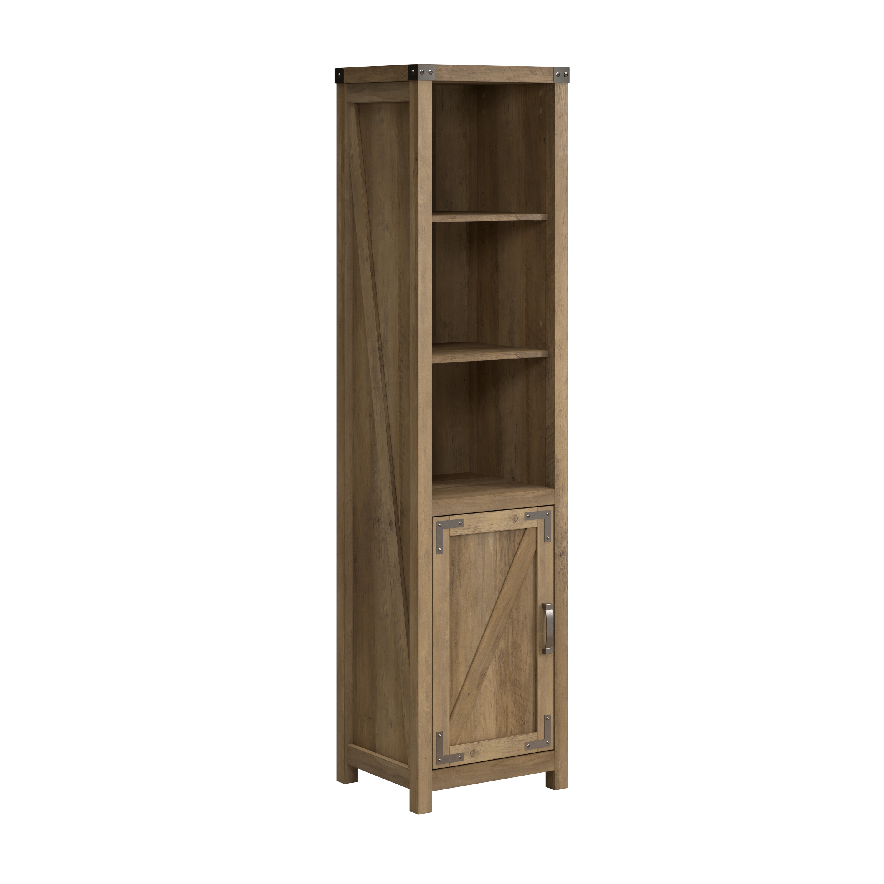 Shop Bush Furniture Knoxville Tall Narrow 5 Shelf Bookcase with Door 02 CGB118RCP-03 #color_reclaimed pine