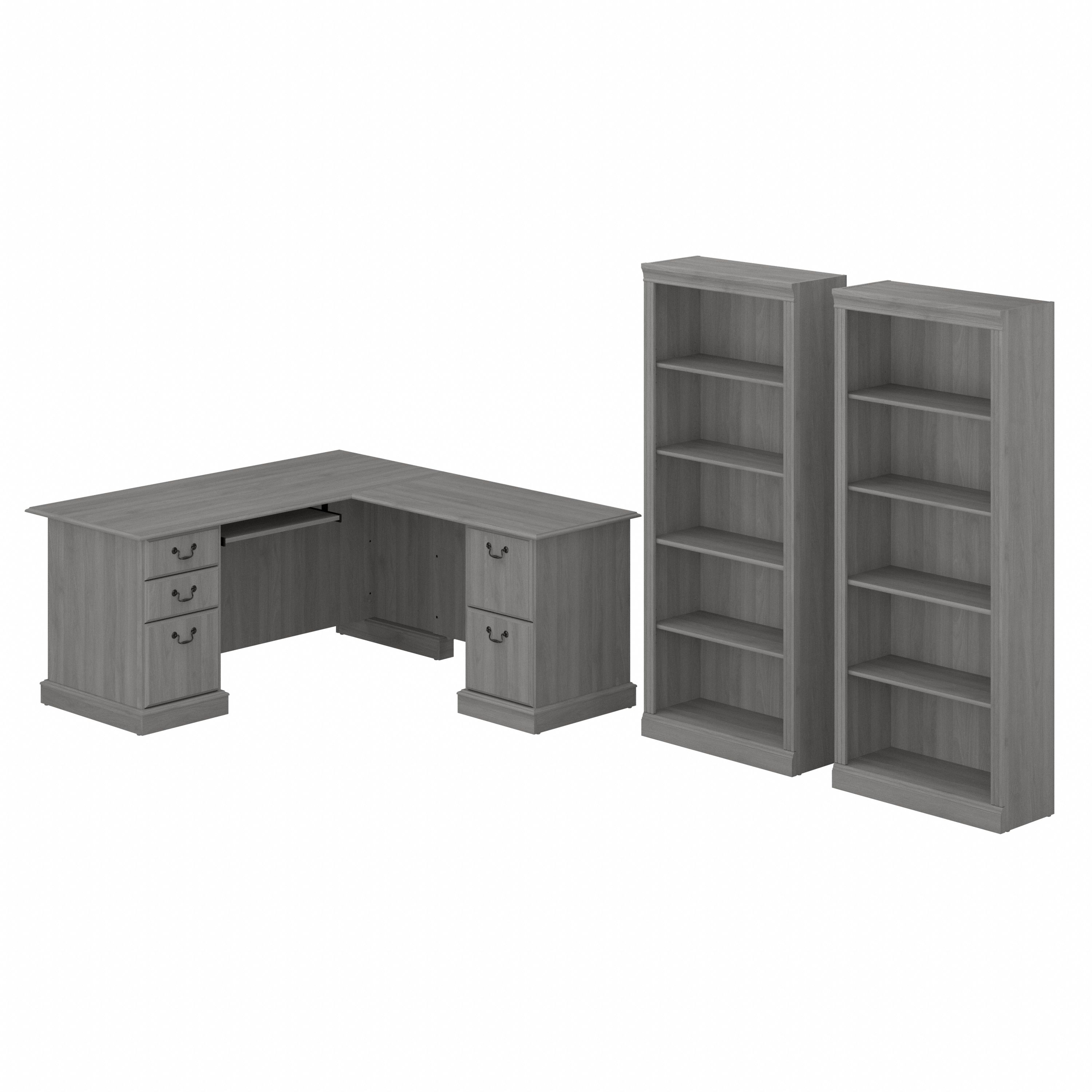 Shop Bush Furniture Saratoga L Shaped Computer Desk and Bookcase Set 02 SAR005MG #color_modern gray
