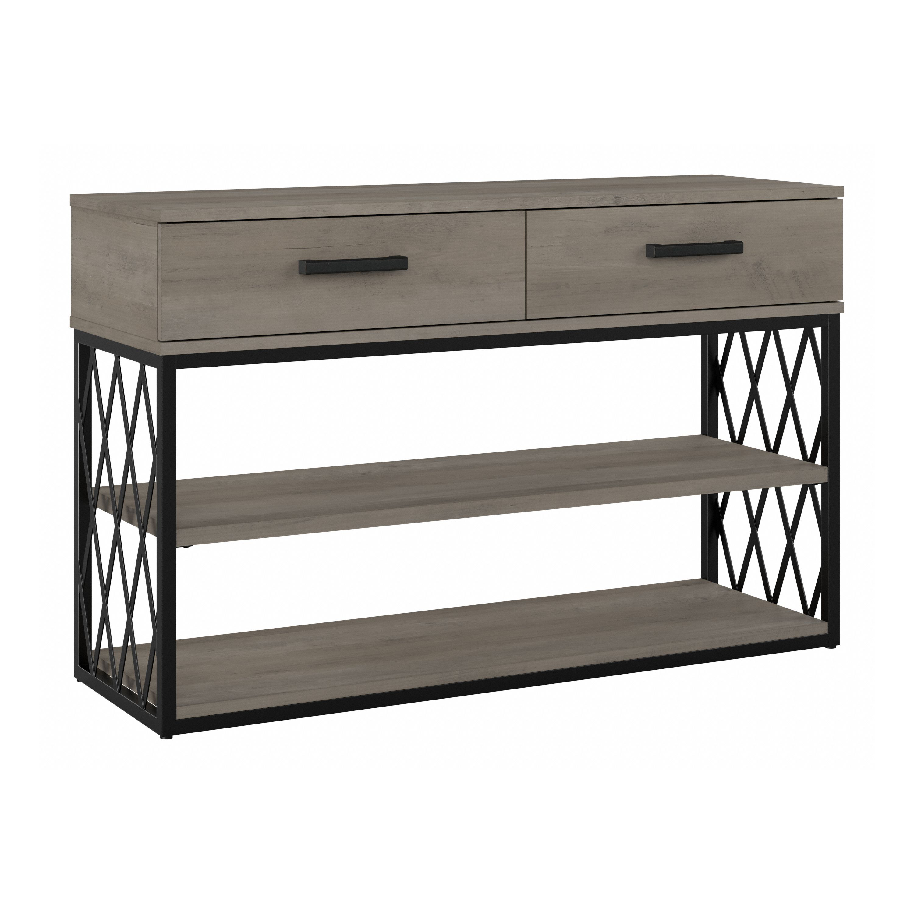 Shop Bush Furniture City Park Industrial Console Table with Drawers and Shelves 02 CPT148DG-03 #color_driftwood gray