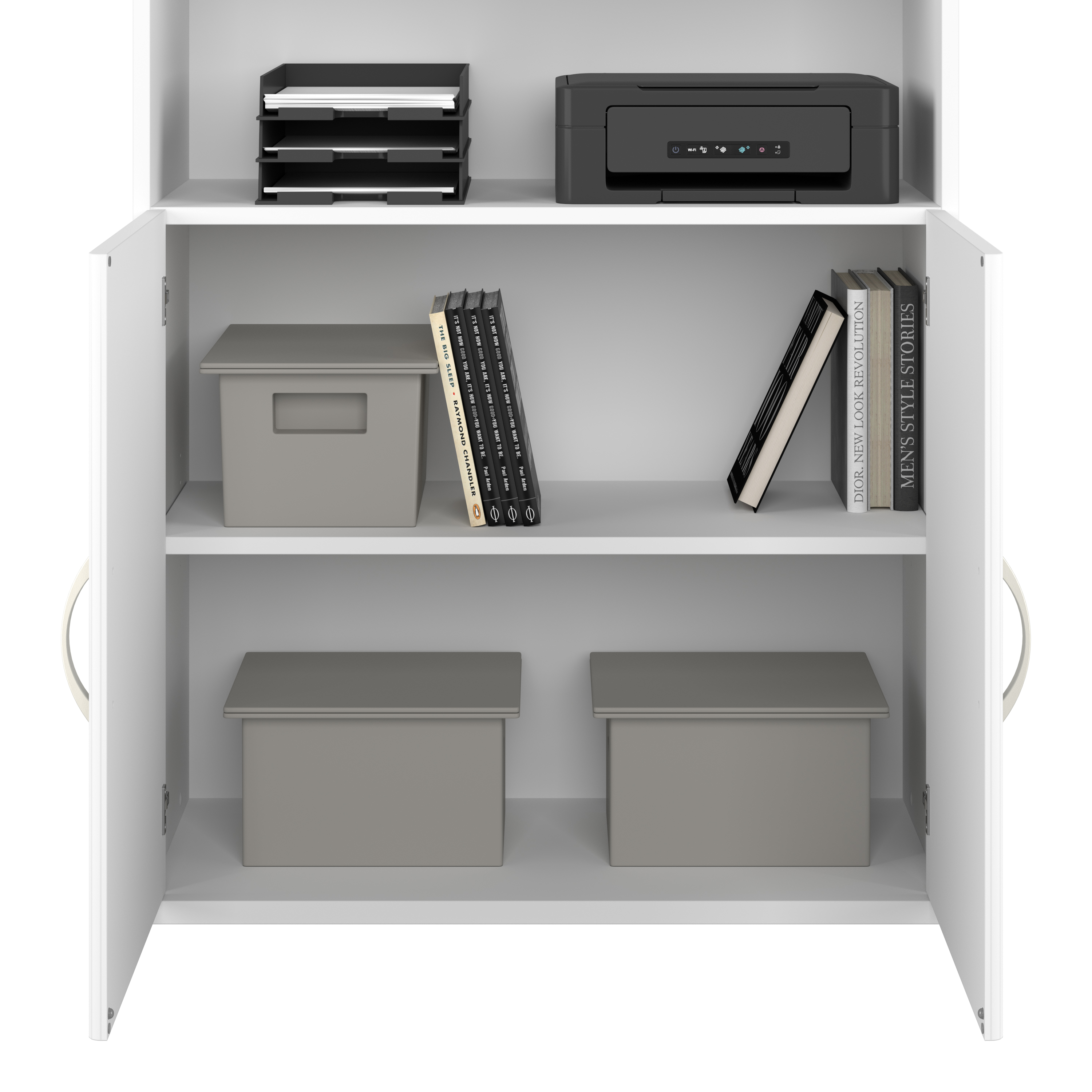 Shop Bush Business Furniture Hybrid Tall 5 Shelf Bookcase with Doors 03 HYB024WH #color_white