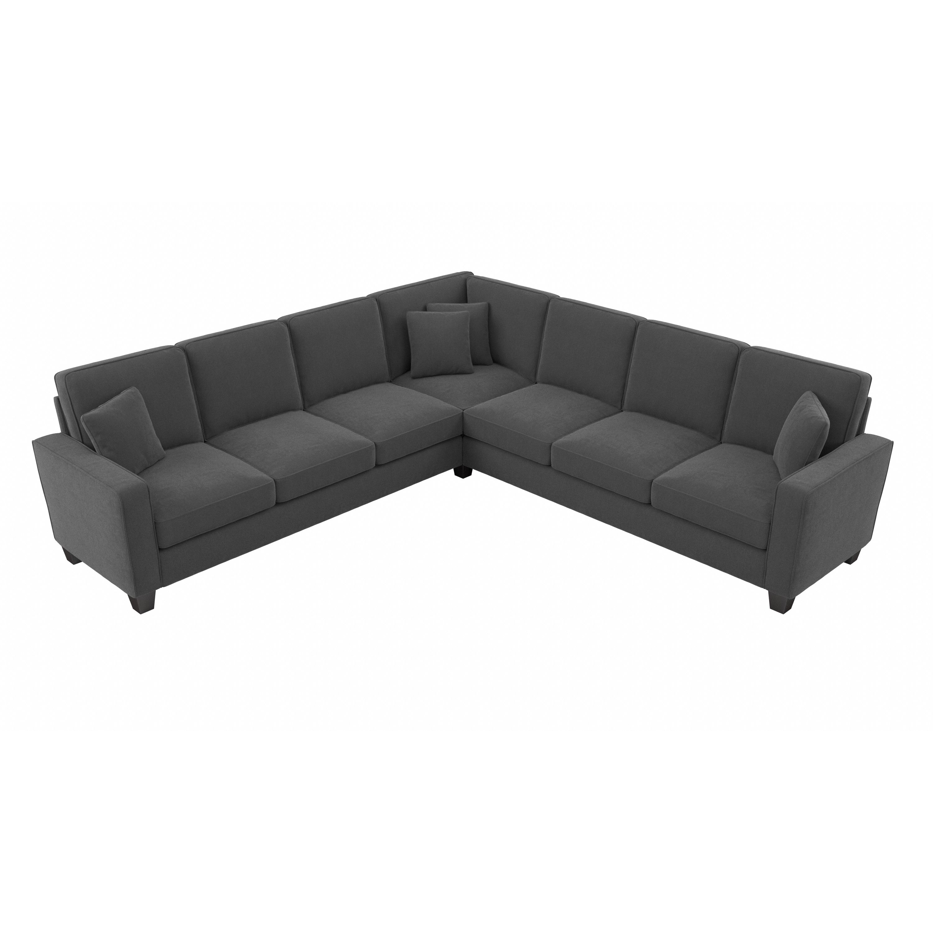 Shop Bush Furniture Stockton 111W L Shaped Sectional Couch 02 SNY110SCGH-03K #color_charcoal gray herringbone fabr