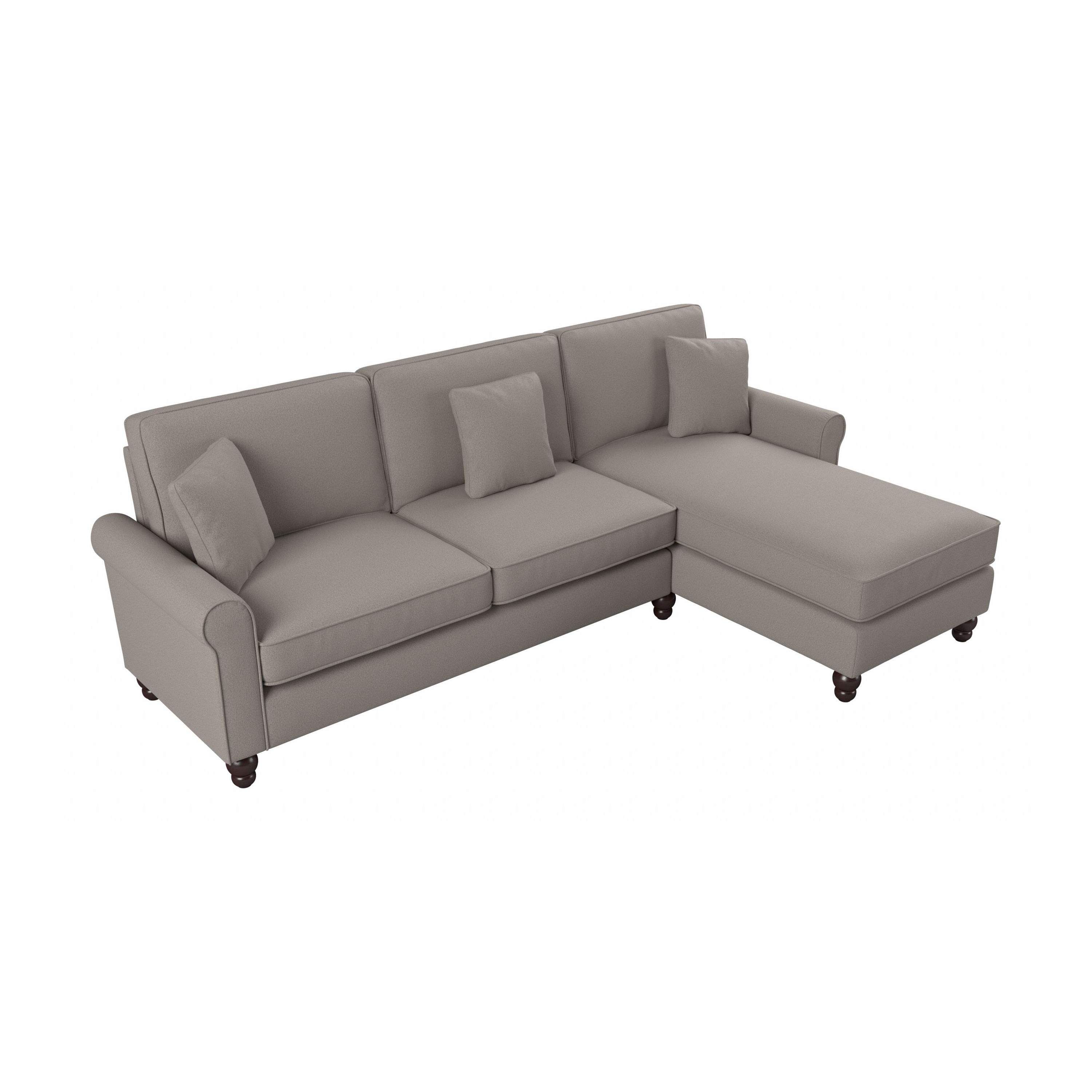 Shop Bush Furniture Hudson 102W Sectional Couch with Reversible Chaise Lounge 02 HDY102BBGH-03K #color_beige herringbone fabric