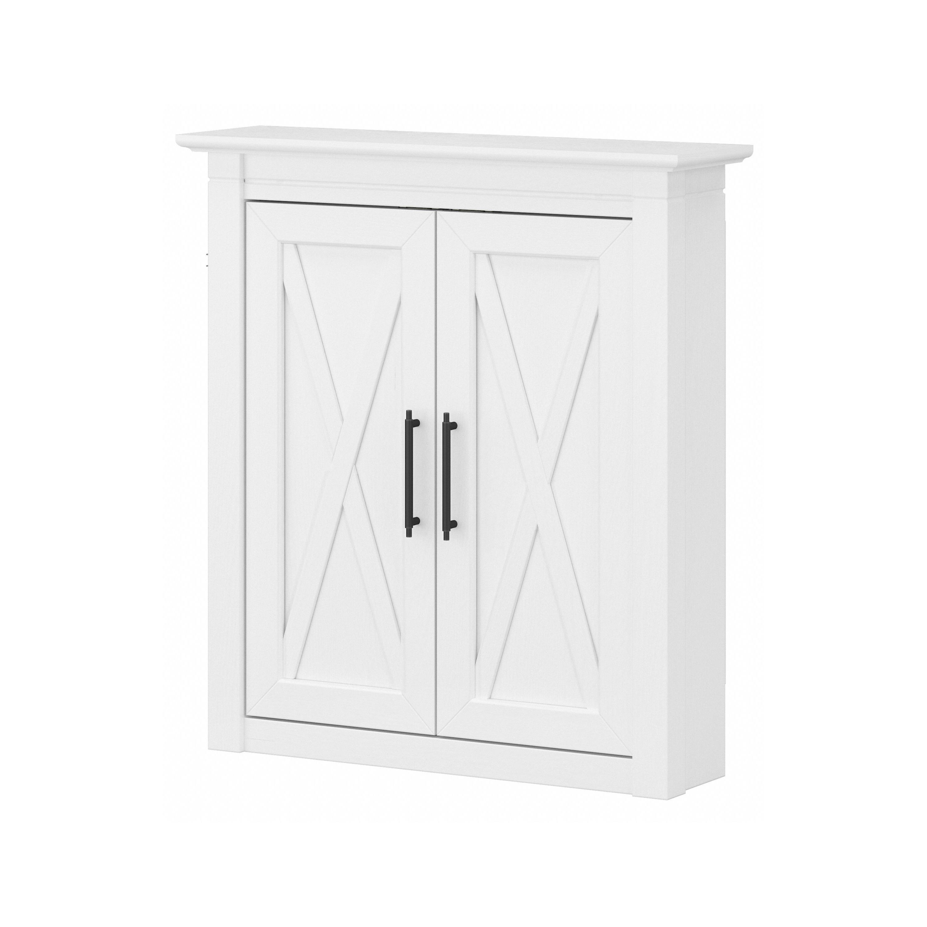 Shop Bush Furniture Key West Bathroom Wall Cabinet with Doors 02 KWWS124WAS-03 #color_white ash