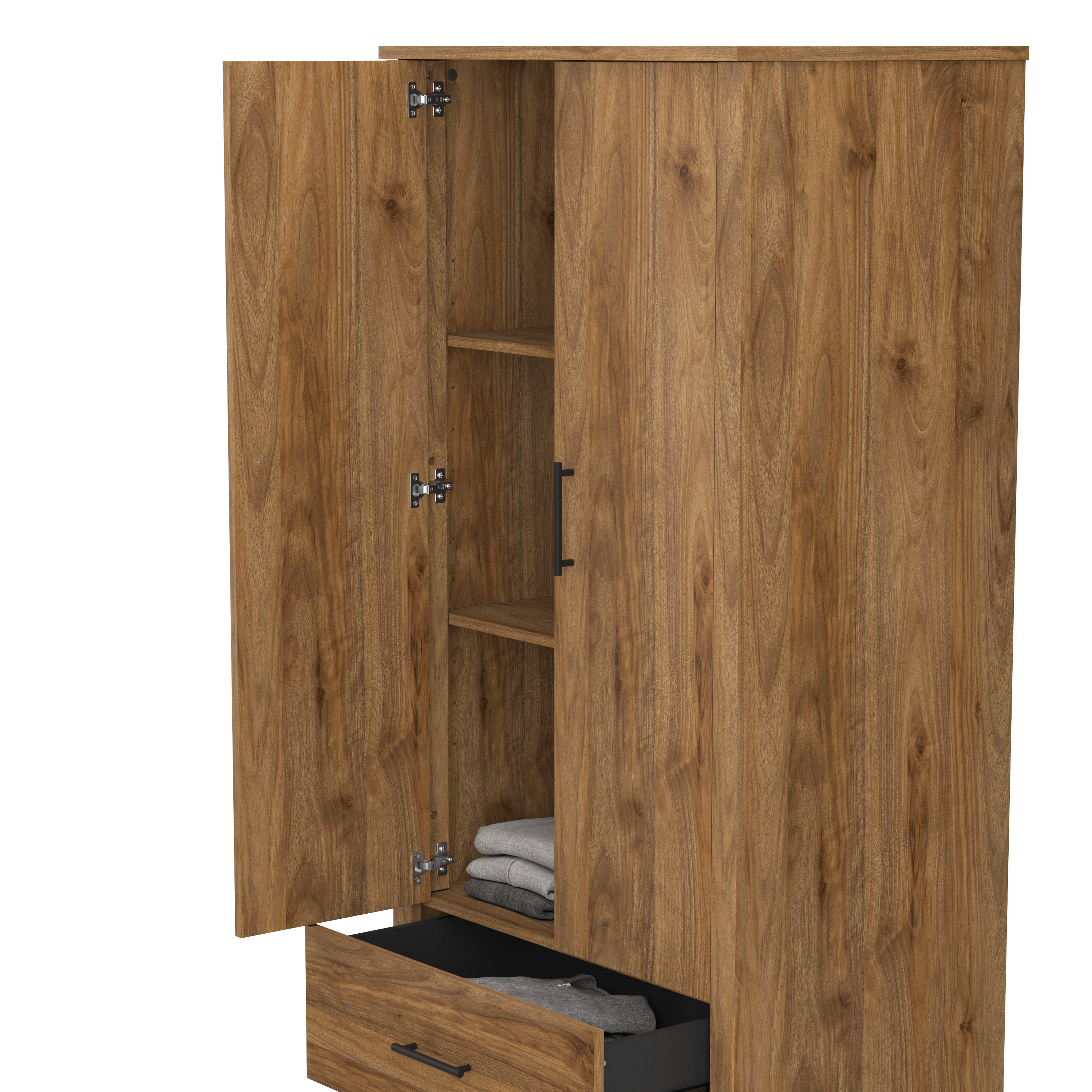 Shop Bush Furniture Somerset Tall Kitchen Pantry Cabinet with Doors and Drawer 04 STS166FWK-Z #color_fresh walnut