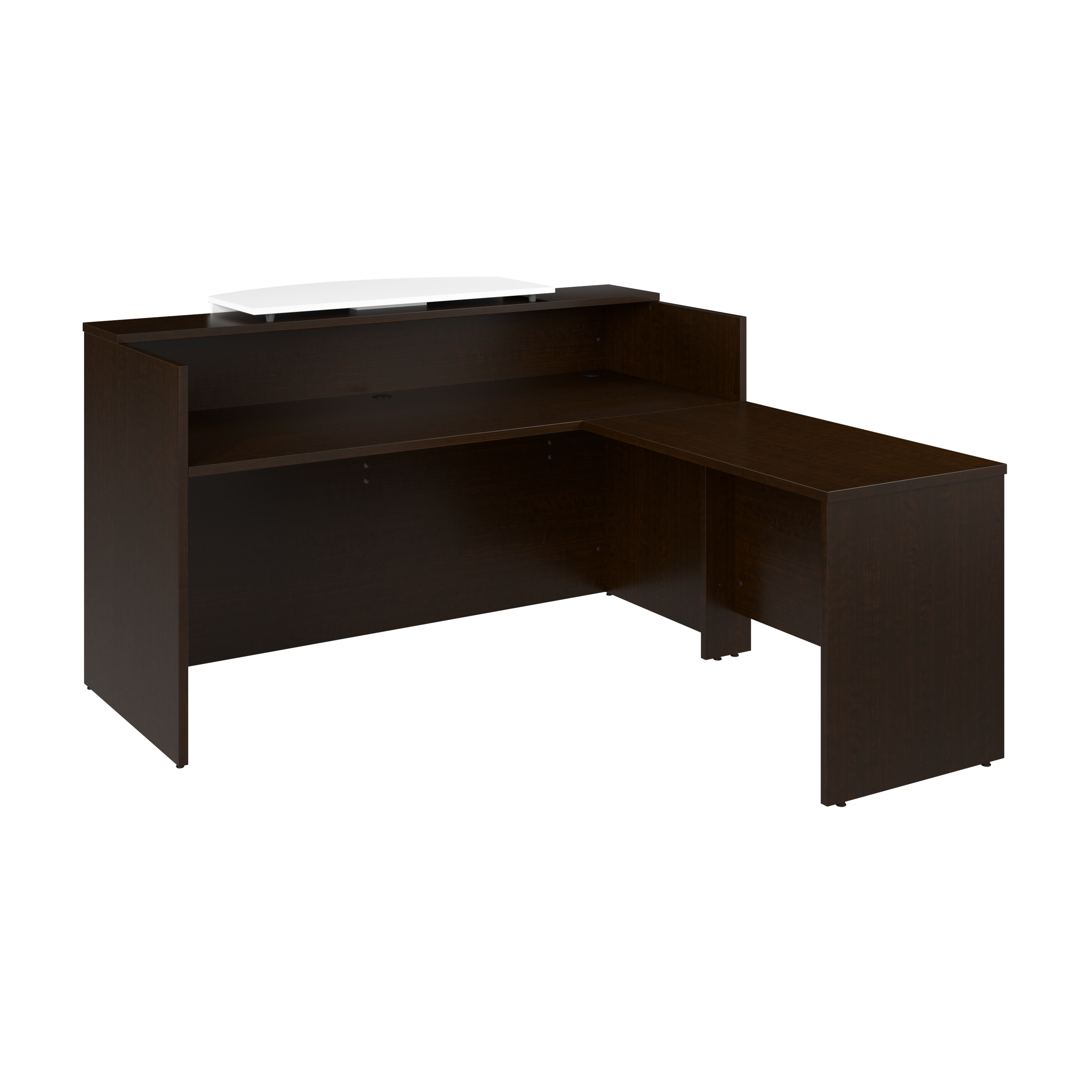 Shop Bush Business Furniture Arrive 72W x 72D L Shaped Reception Desk with Counter 02 ARV009MR #color_mocha cherry