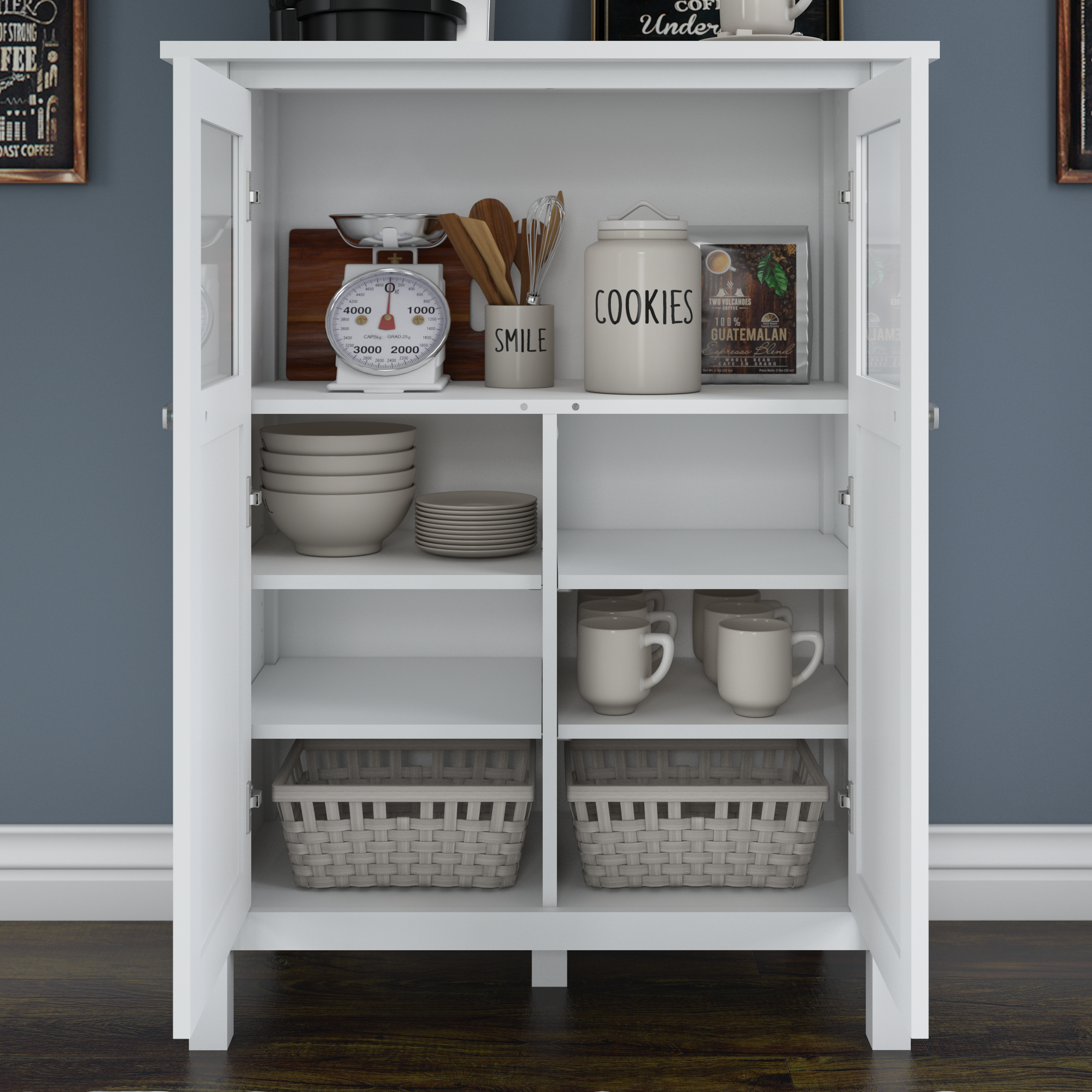 Shop Bush Furniture Broadview Bar Cabinet with Wine Storage 03 BDS132WH-03 #color_pure white