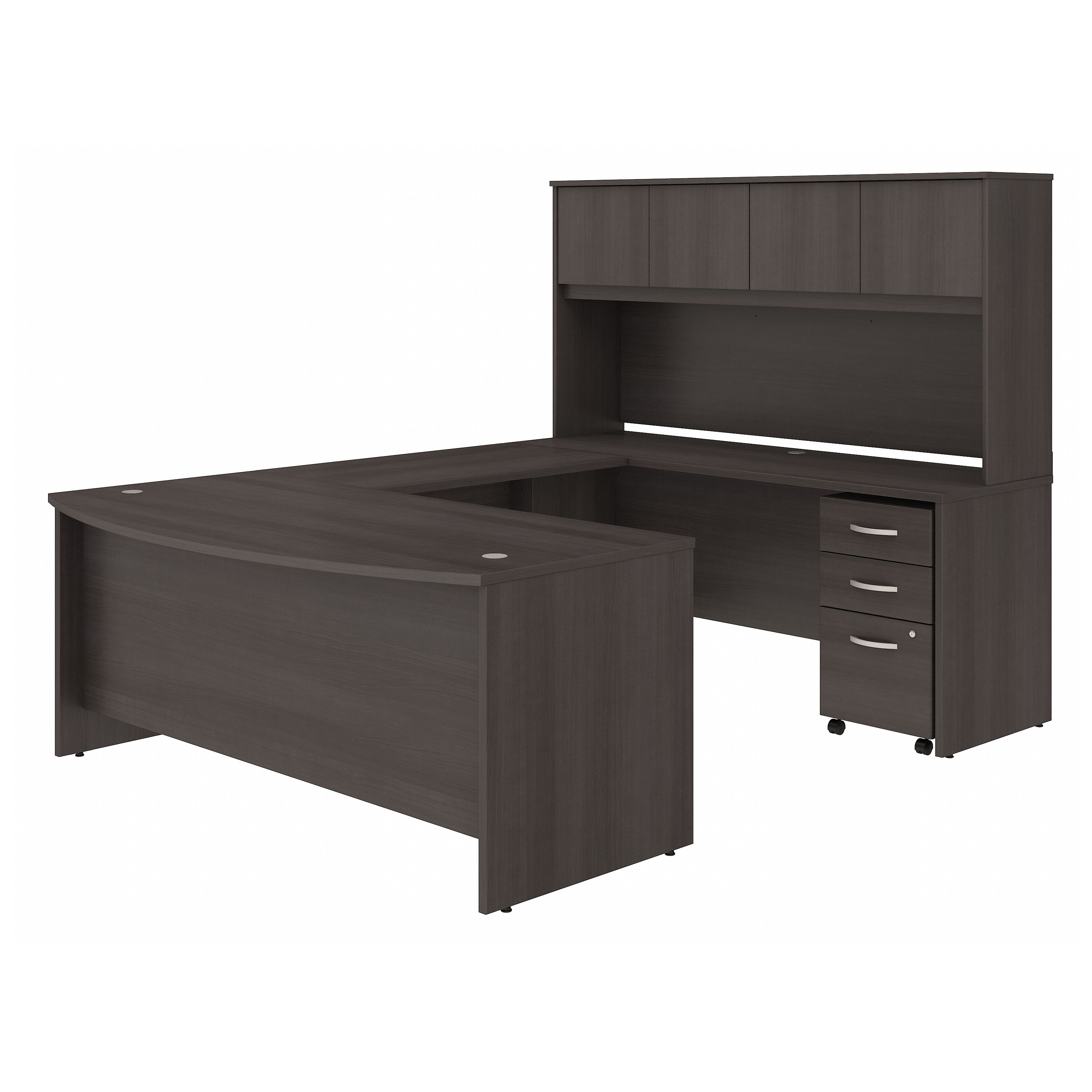 Shop Bush Business Furniture Studio C 72W x 36D U Shaped Desk with Hutch and Mobile File Cabinet 02 STC003SGSU #color_storm gray