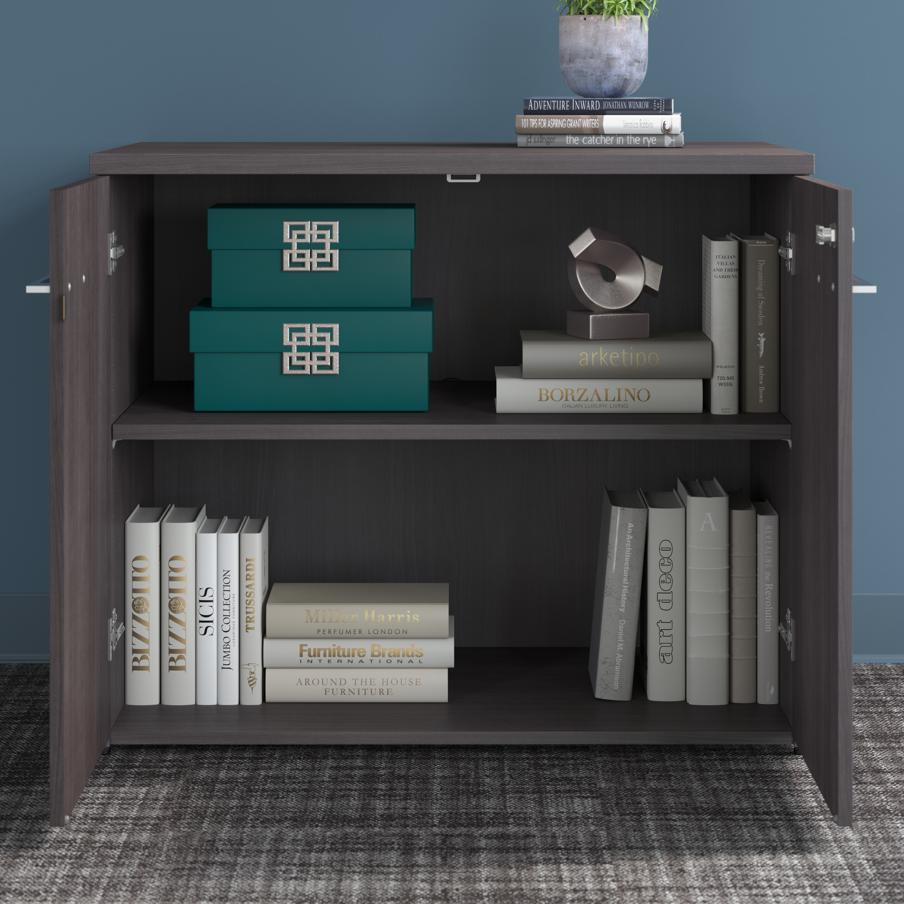 Shop Bush Business Furniture Office 500 5 Shelf Bookcase with Doors 03 OFB136SG #color_storm gray