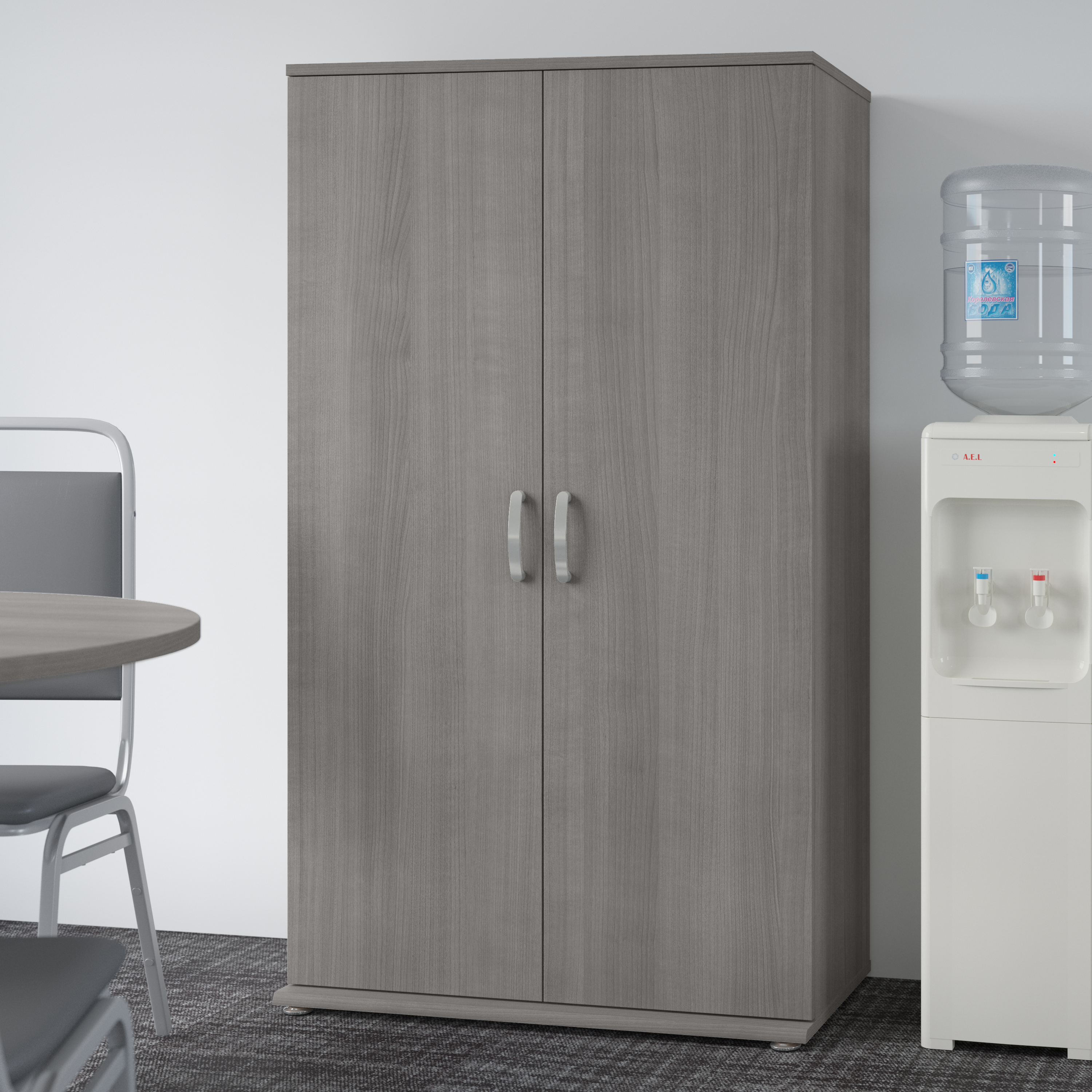 Shop Bush Business Furniture Universal Tall Storage Cabinet with Doors and Shelves 01 UNS136PGK #color_platinum gray