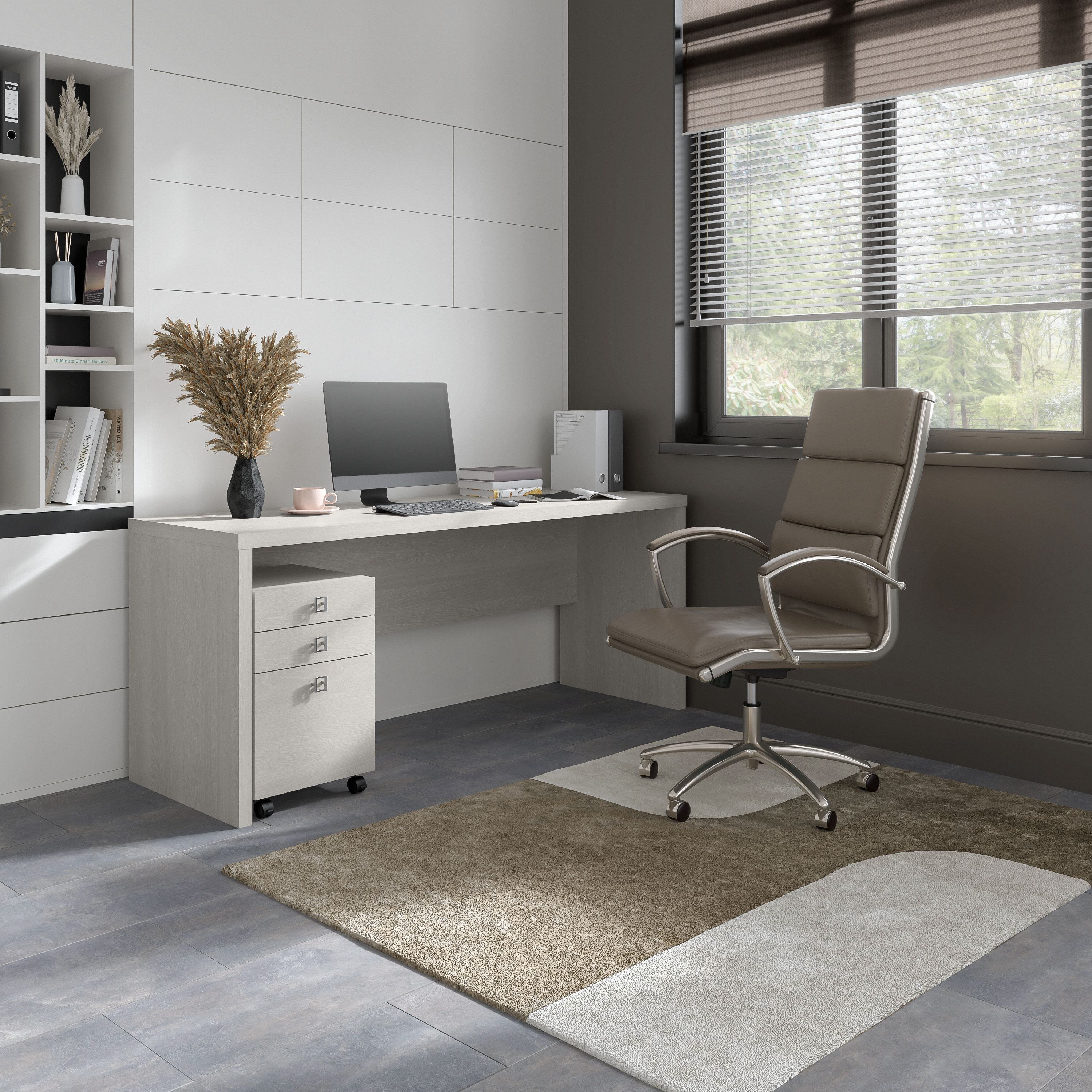 Shop Bush Business Furniture Echo 72W Computer Desk with 3 Drawer Mobile File Cabinet 01 ECH047GS #color_gray sand