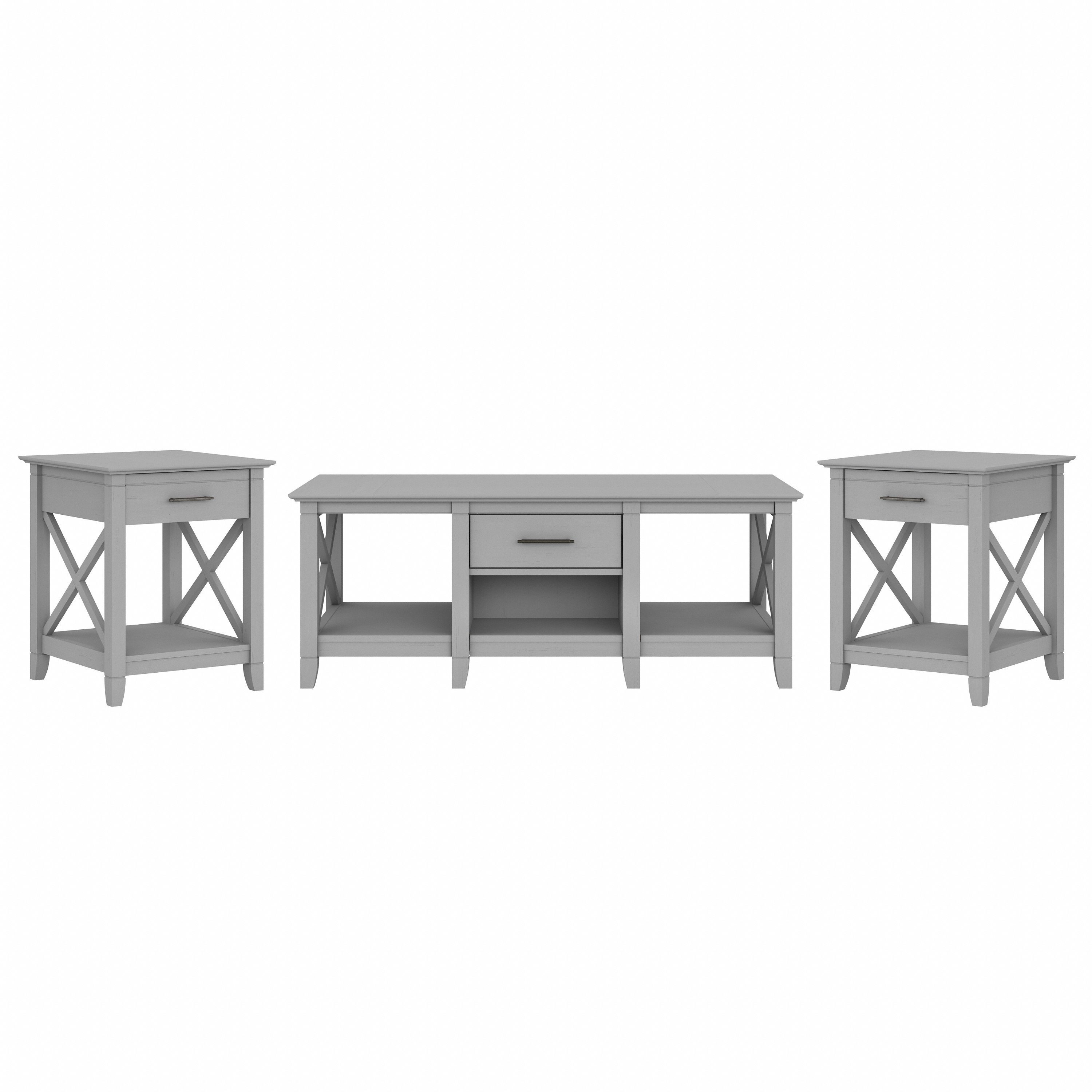 Shop Bush Furniture Key West Coffee Table with Set of 2 End Tables 02 KWS023CG #color_cape cod gray