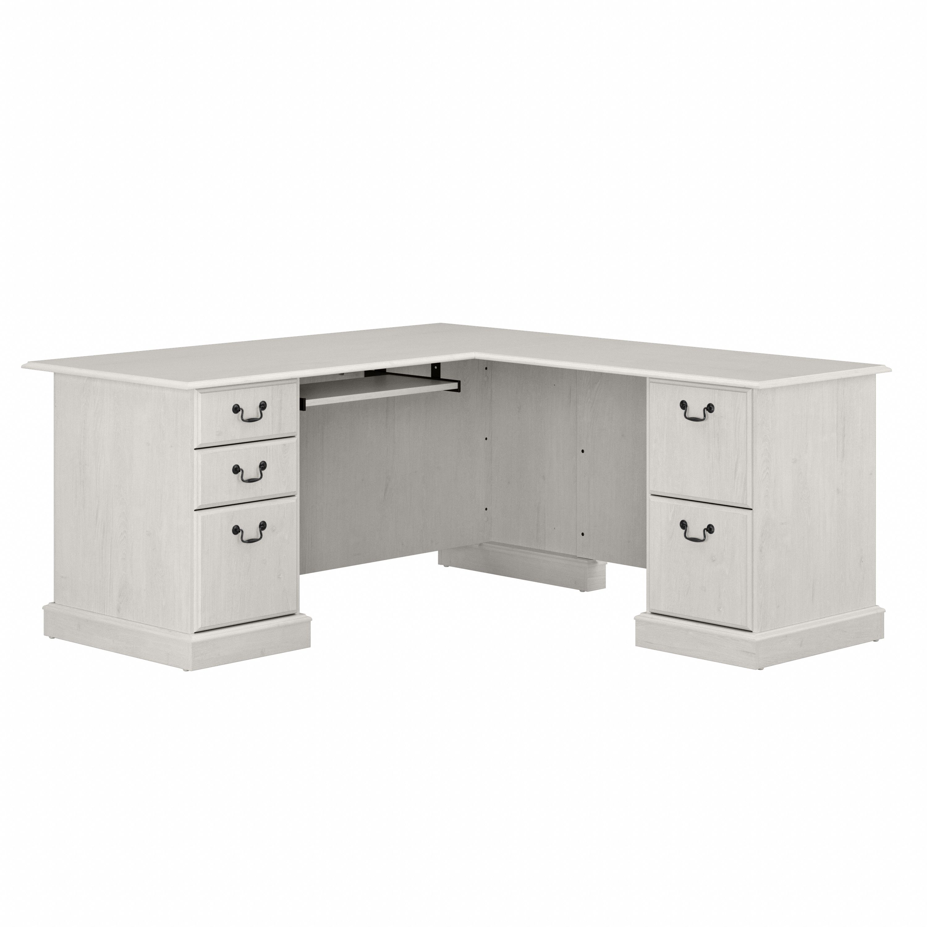 Shop Bush Furniture Saratoga L Shaped Computer Desk with Drawers 02 EX45770-03K #color_linen white oak