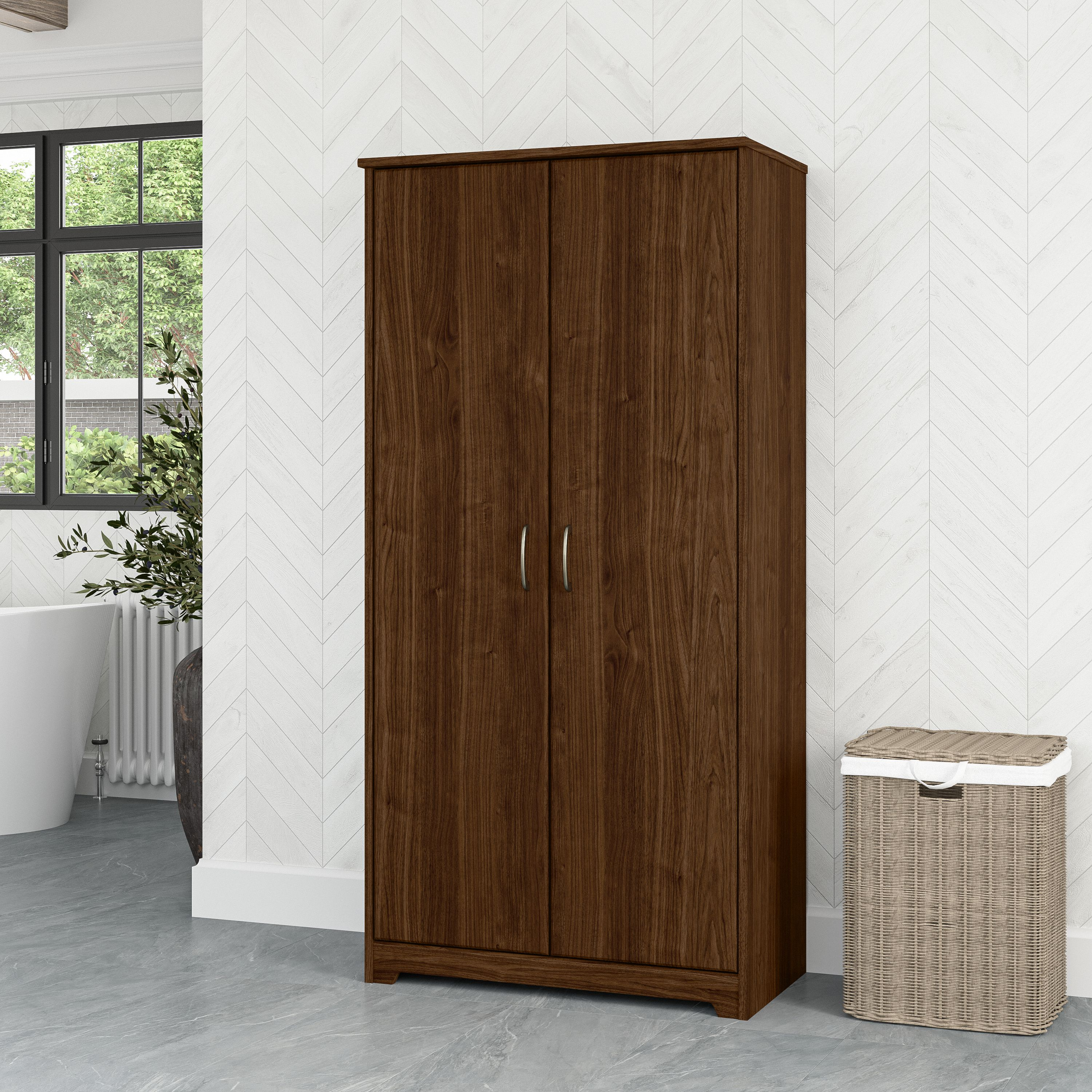 Shop Bush Furniture Cabot Tall Bathroom Storage Cabinet with Doors 01 WC31099-Z1 #color_modern walnut
