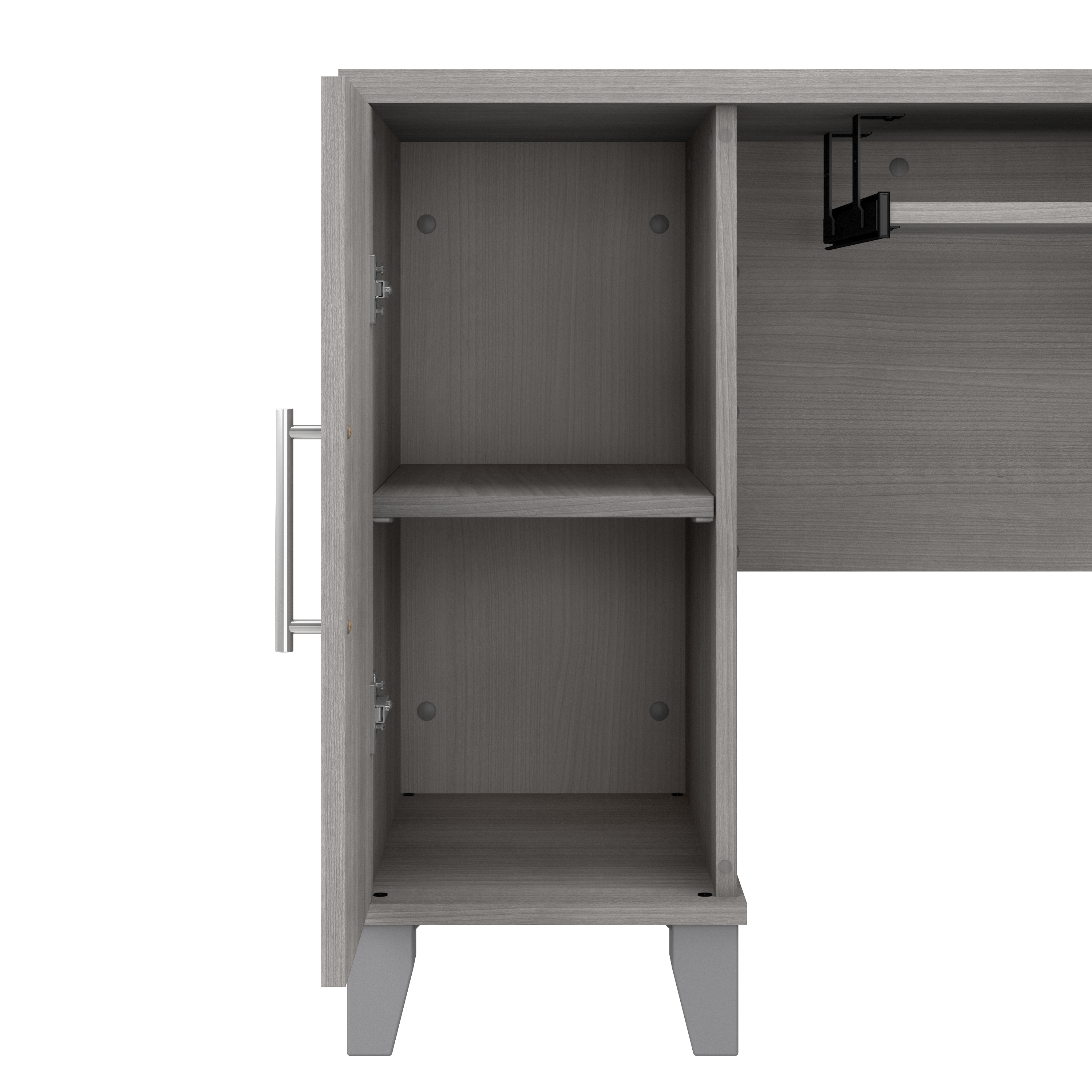 Shop Bush Furniture Somerset 60W L Shaped Desk with Hutch and 5 Shelf Bookcase 05 SET010PG #color_platinum gray