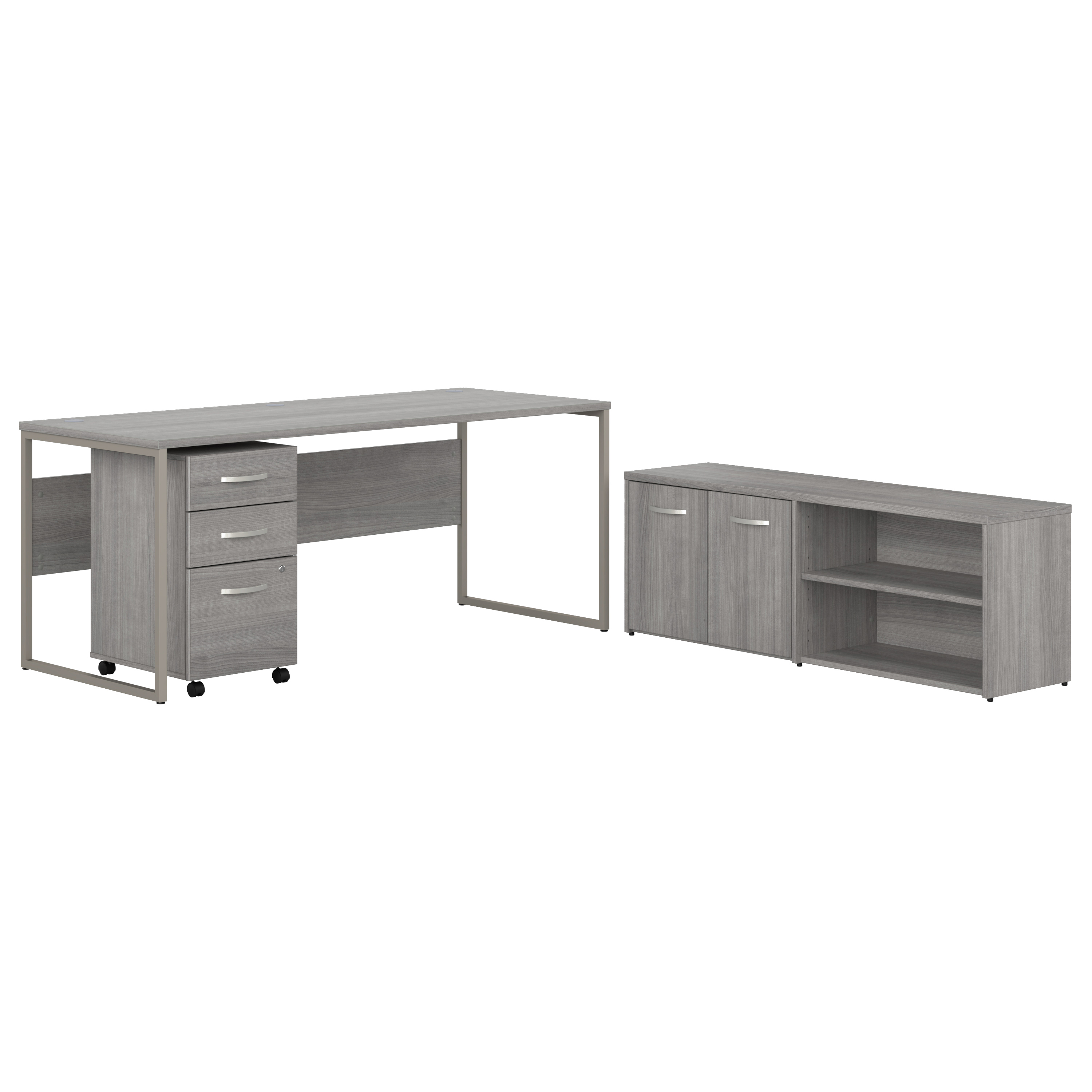 Shop Bush Business Furniture Hybrid 72W x 30D Computer Table Desk with Storage and Mobile File Cabinet 02 HYB014PGSU #color_platinum gray