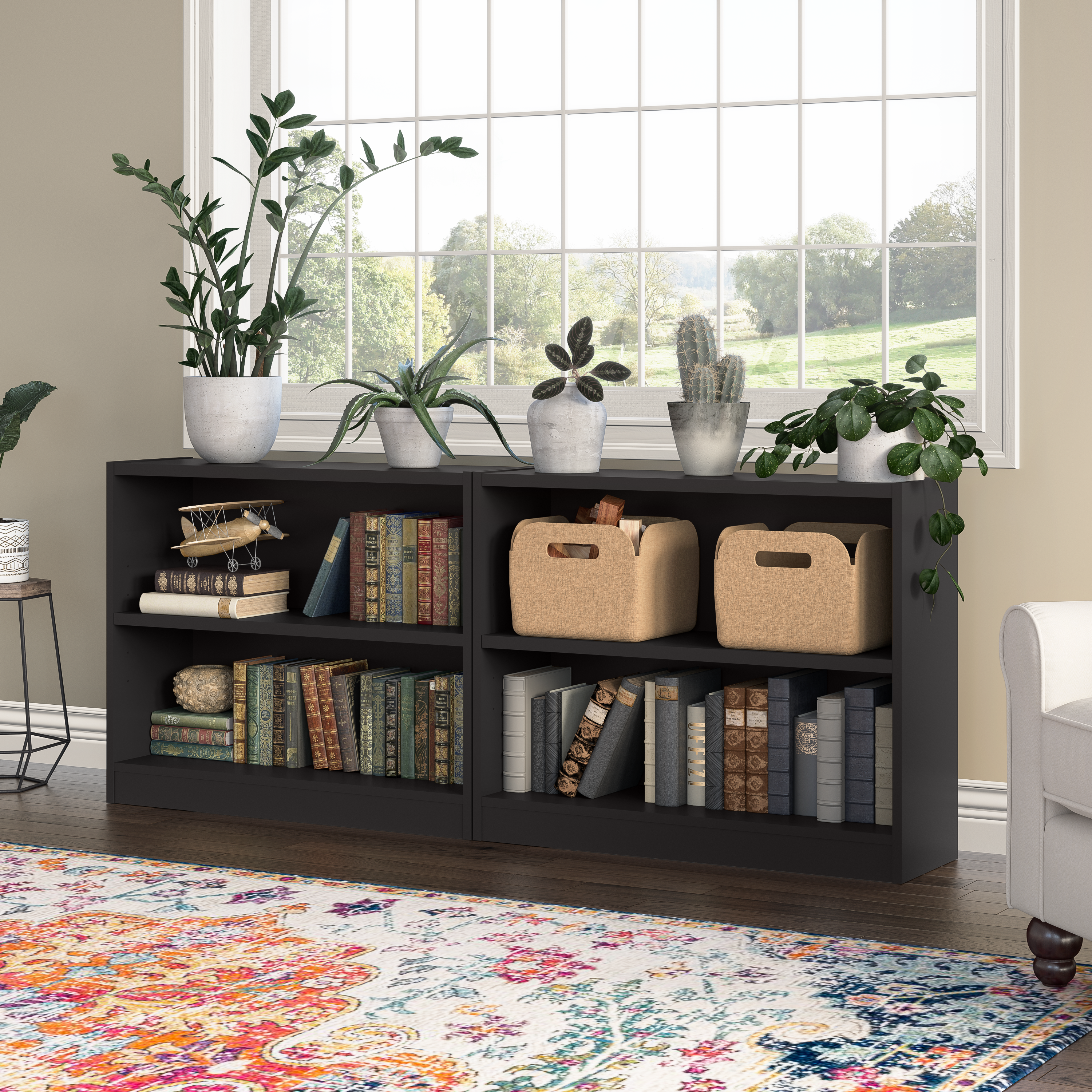 Shop Bush Furniture Universal Small 2 Shelf Bookcase - Set of 2 01 UB001BL #color_black