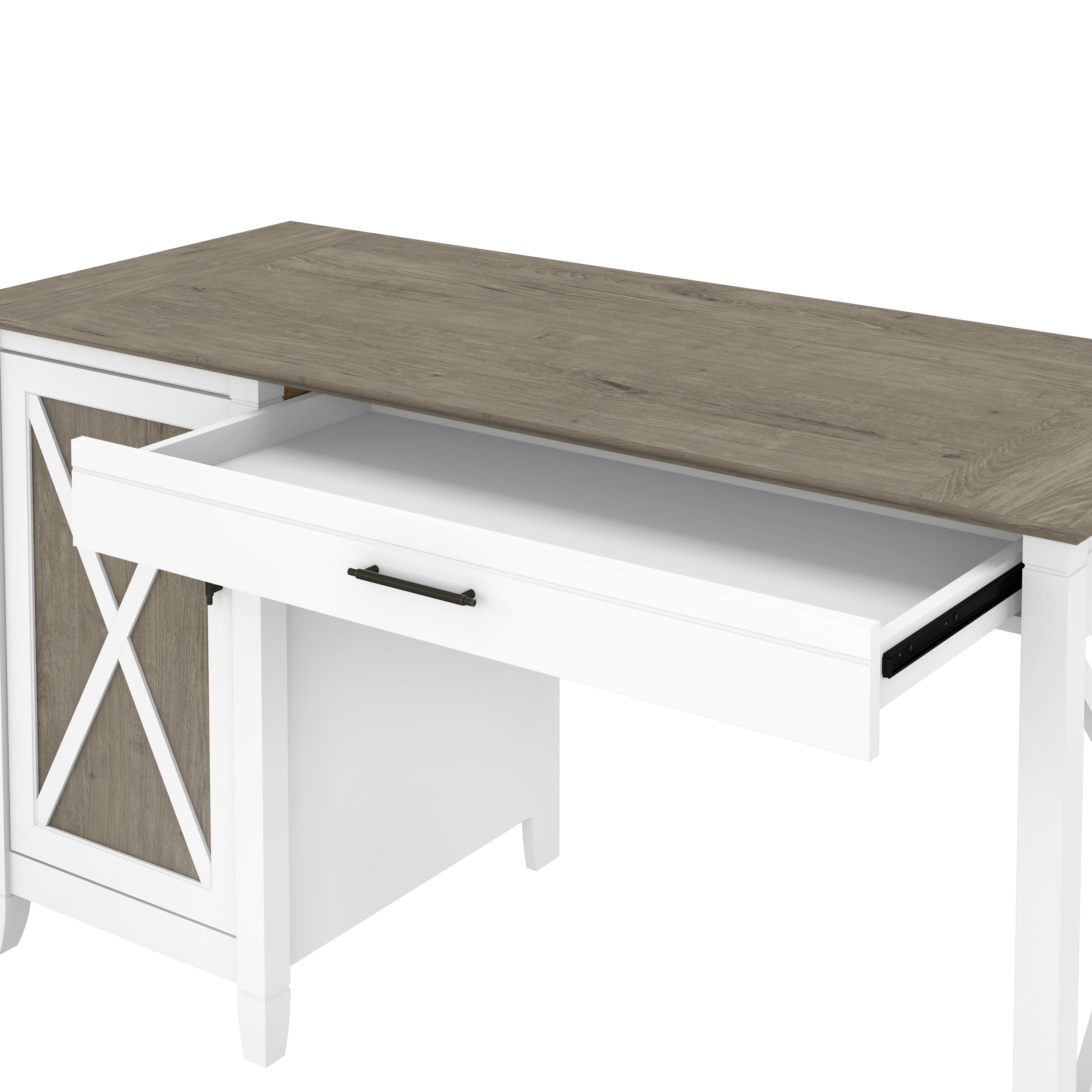 Shop Bush Furniture Key West 54W Computer Desk with Keyboard Tray and Storage 03 KWD154G2W-03 #color_shiplap gray/pure white