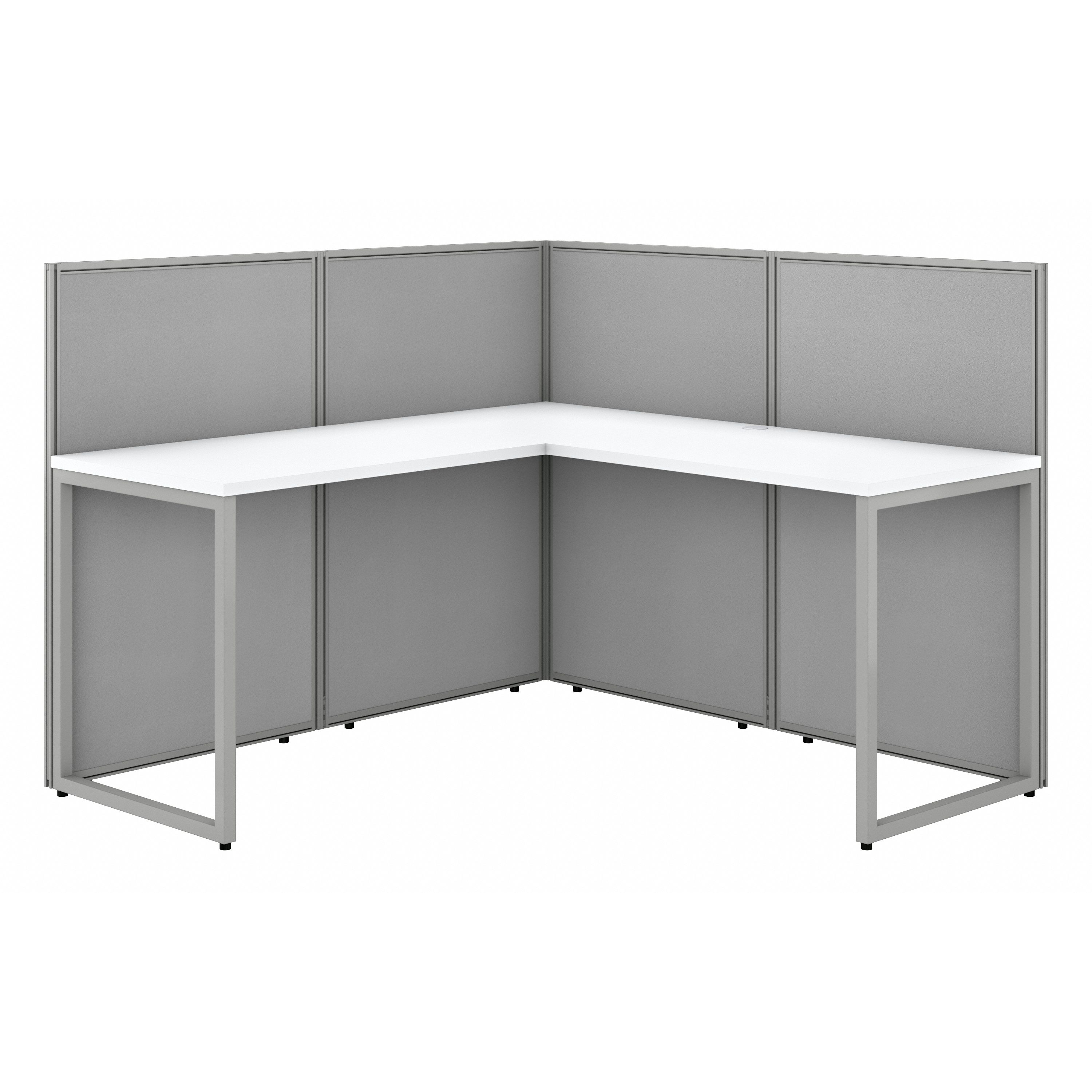Shop Bush Business Furniture Easy Office 60W L Shaped Cubicle Desk Workstation with 45H Panels 02 EOD360WH-03K #color_pure white/silver gray fabric
