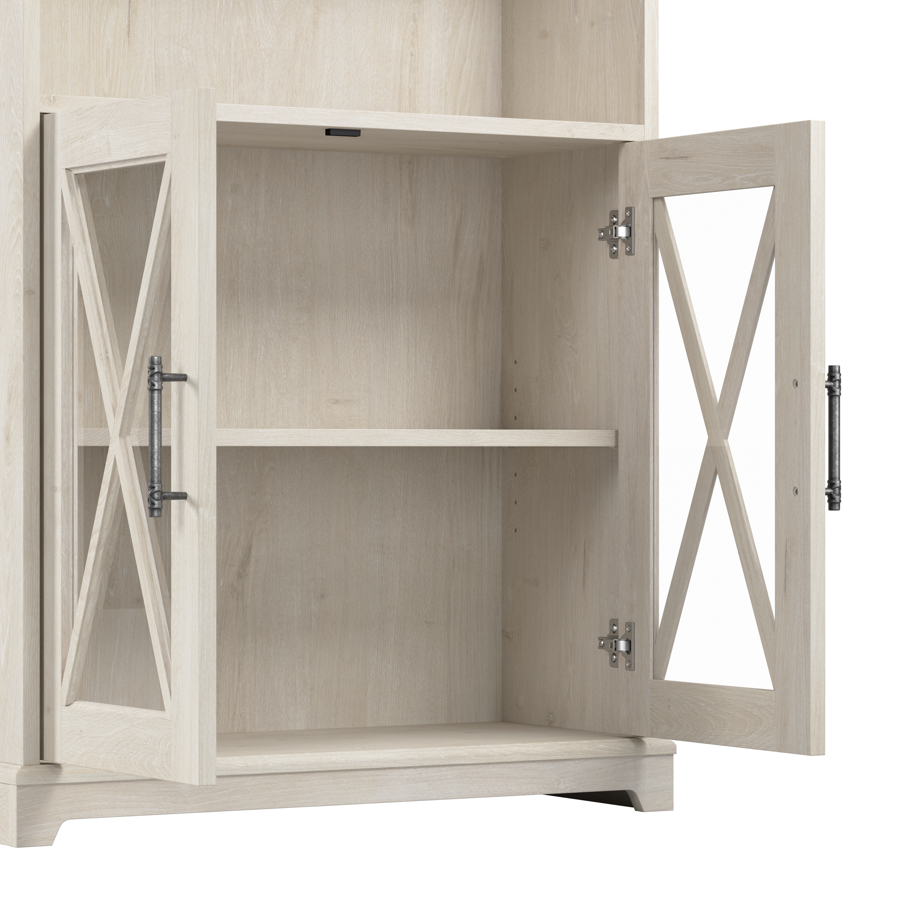 Shop Bush Furniture Lennox Farmhouse 5 Shelf Bookcase with Glass Doors 07 LEB132LW-03 #color_linen white oak