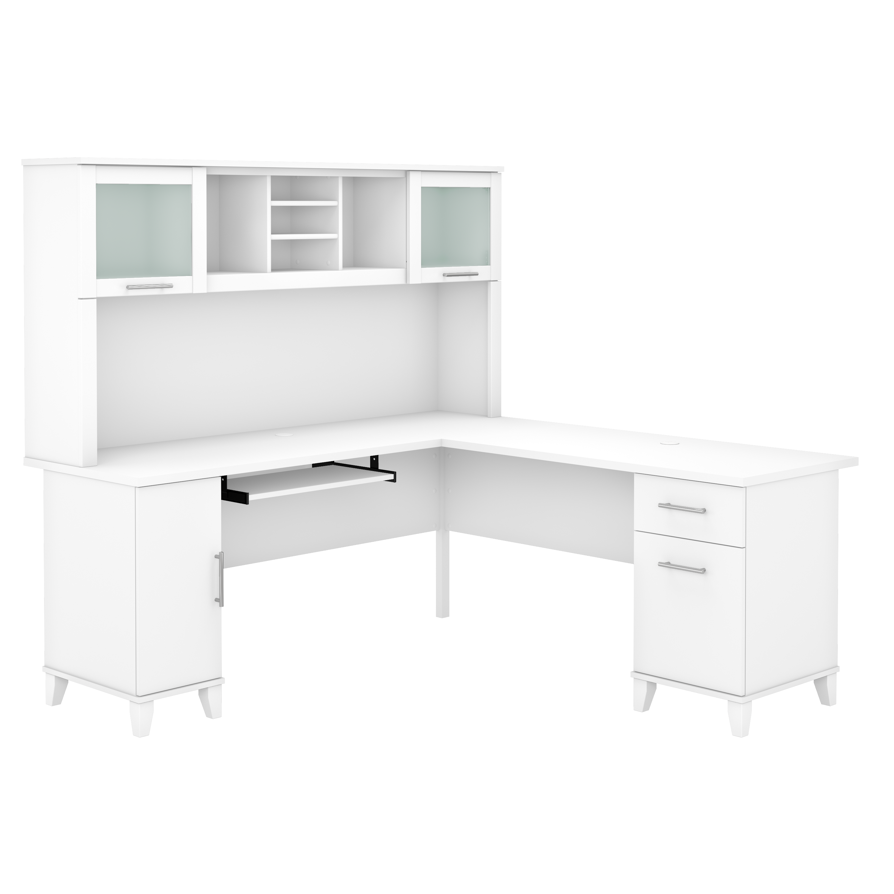 Shop Bush Furniture Somerset 72W L Shaped Desk with Hutch 02 SET001WH #color_white