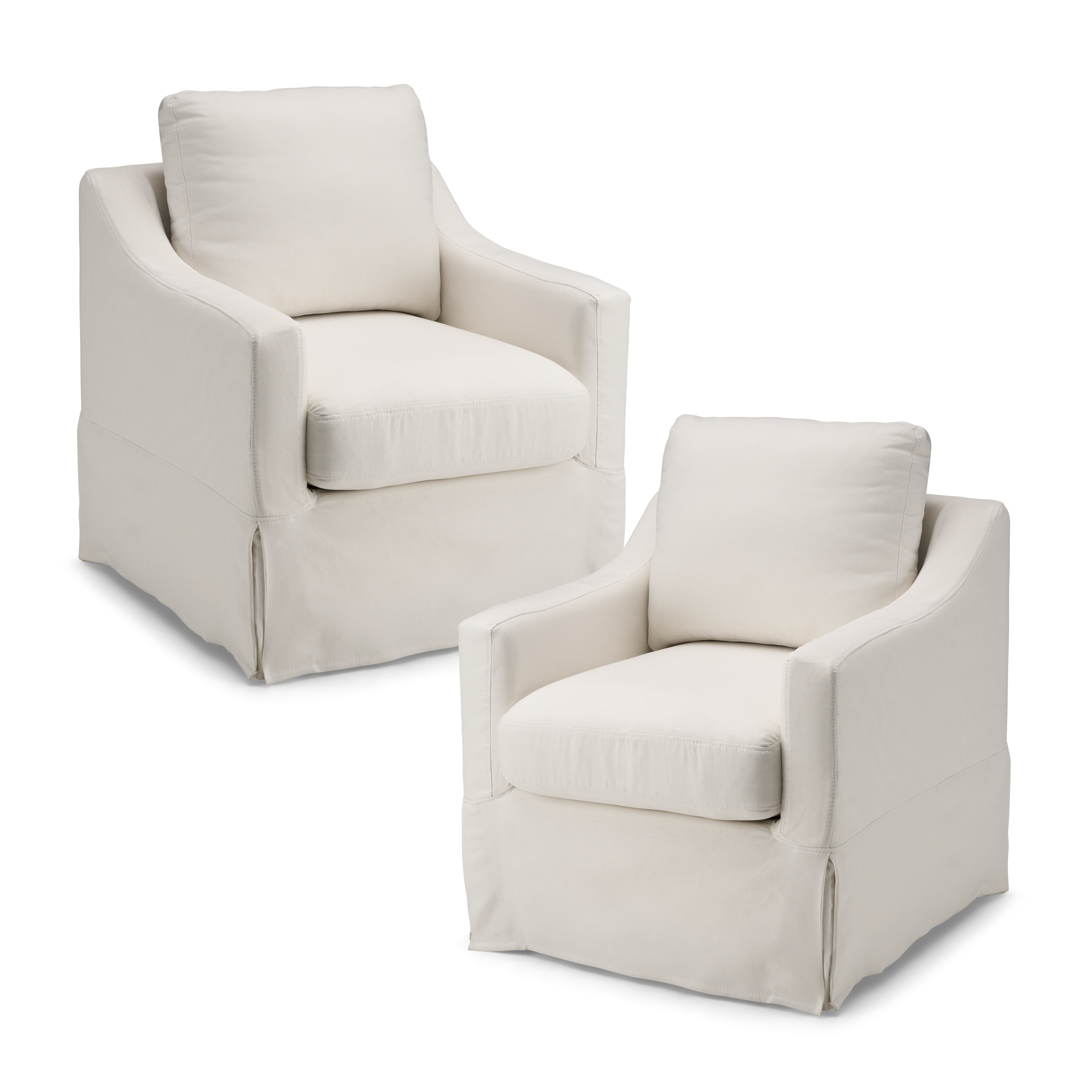 Shop Bush Home Harper Swivel Accent Chairs with Slipcovers - Set of 2 HAR001IYB 1 #color_ivory basketweave fabric
