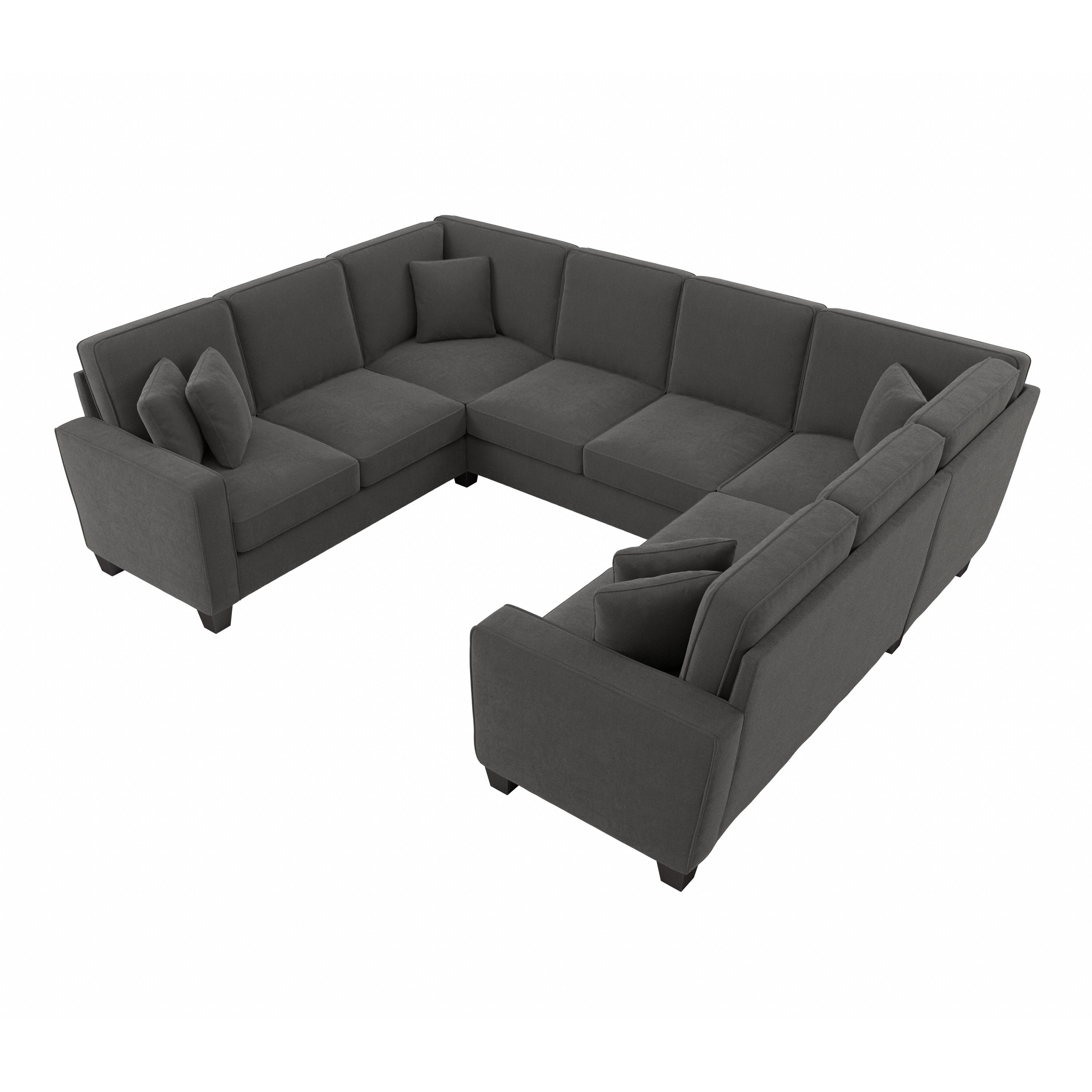 Shop Bush Furniture Stockton 113W U Shaped Sectional Couch 02 SNY112SCGH-03K #color_charcoal gray herringbone fabr