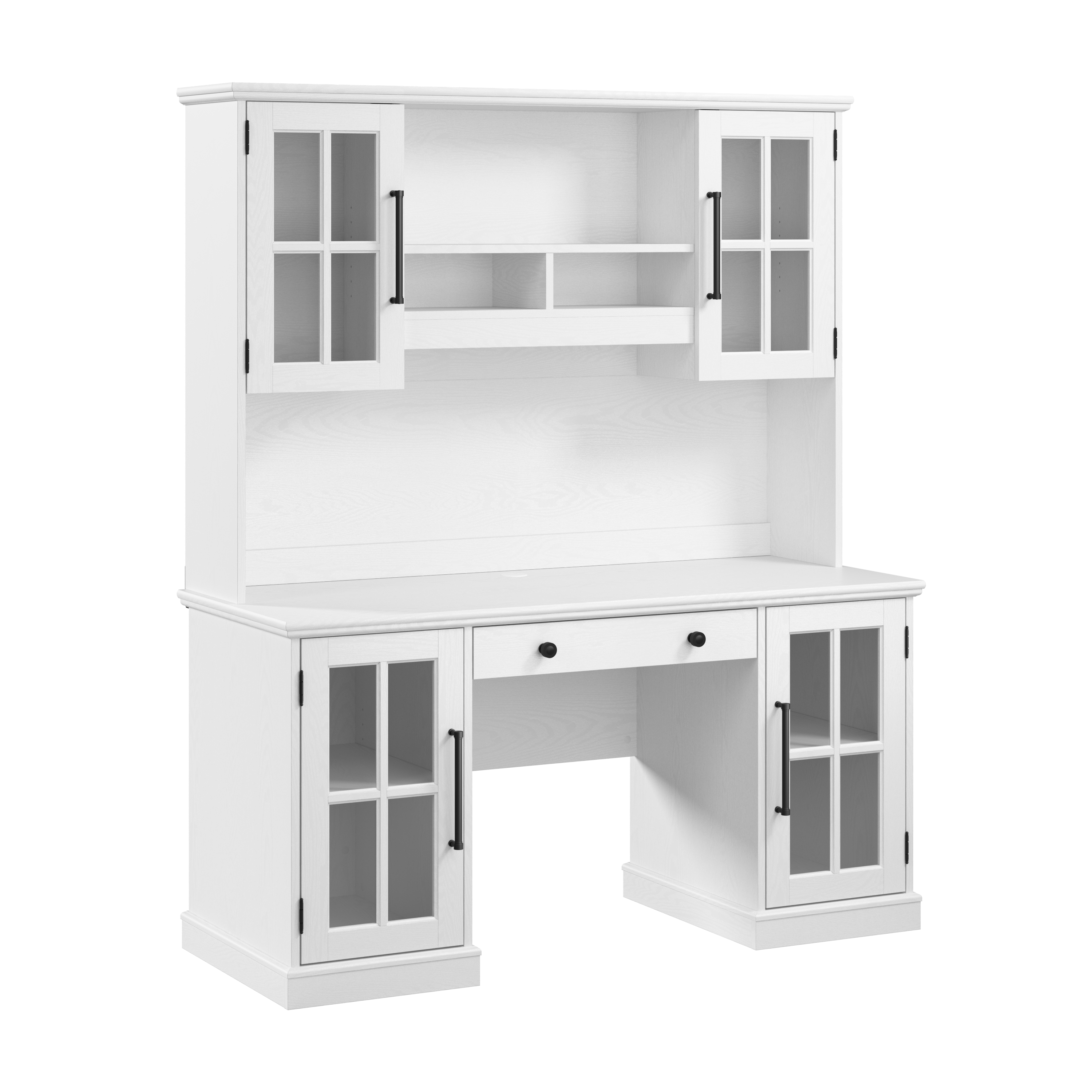 Shop Bush Furniture Westbrook 60W Computer Desk with Hutch and Storage 02 WBK003WAS #color_white ash