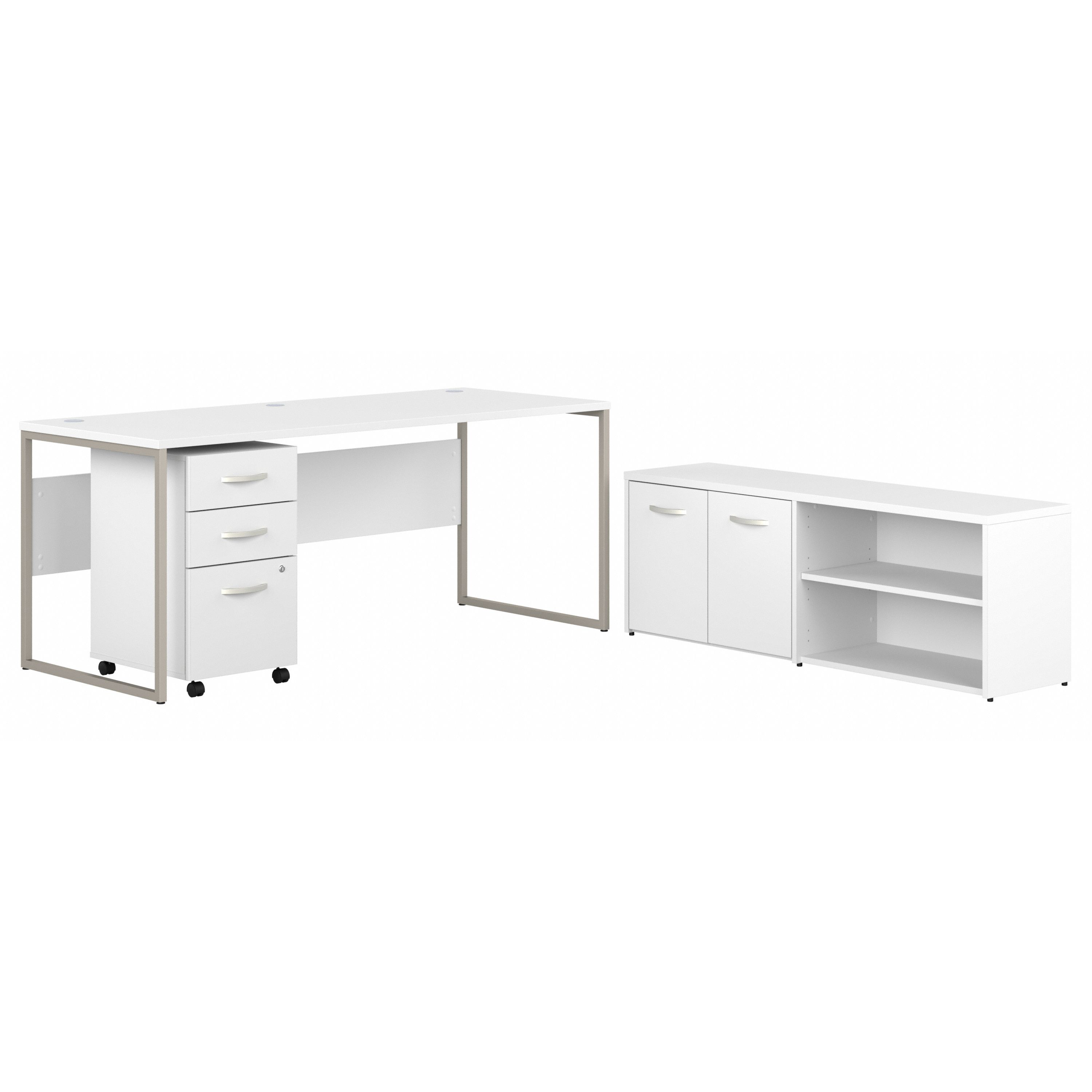 Shop Bush Business Furniture Hybrid 72W x 30D Computer Table Desk with Storage and Mobile File Cabinet 02 HYB014WHSU #color_white