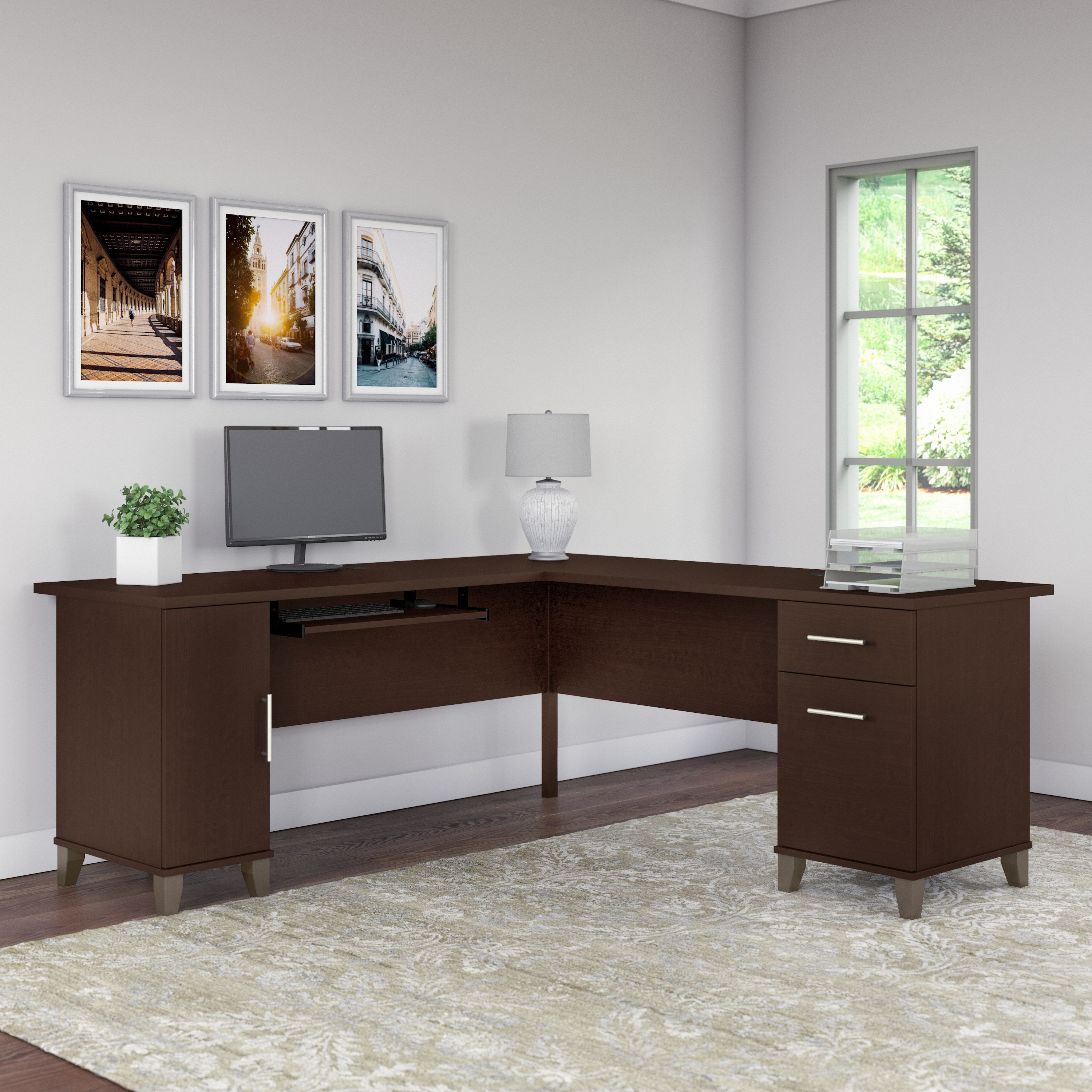 Shop Bush Furniture Somerset 72W L Shaped Desk with Storage 01 WC81810K #color_mocha cherry