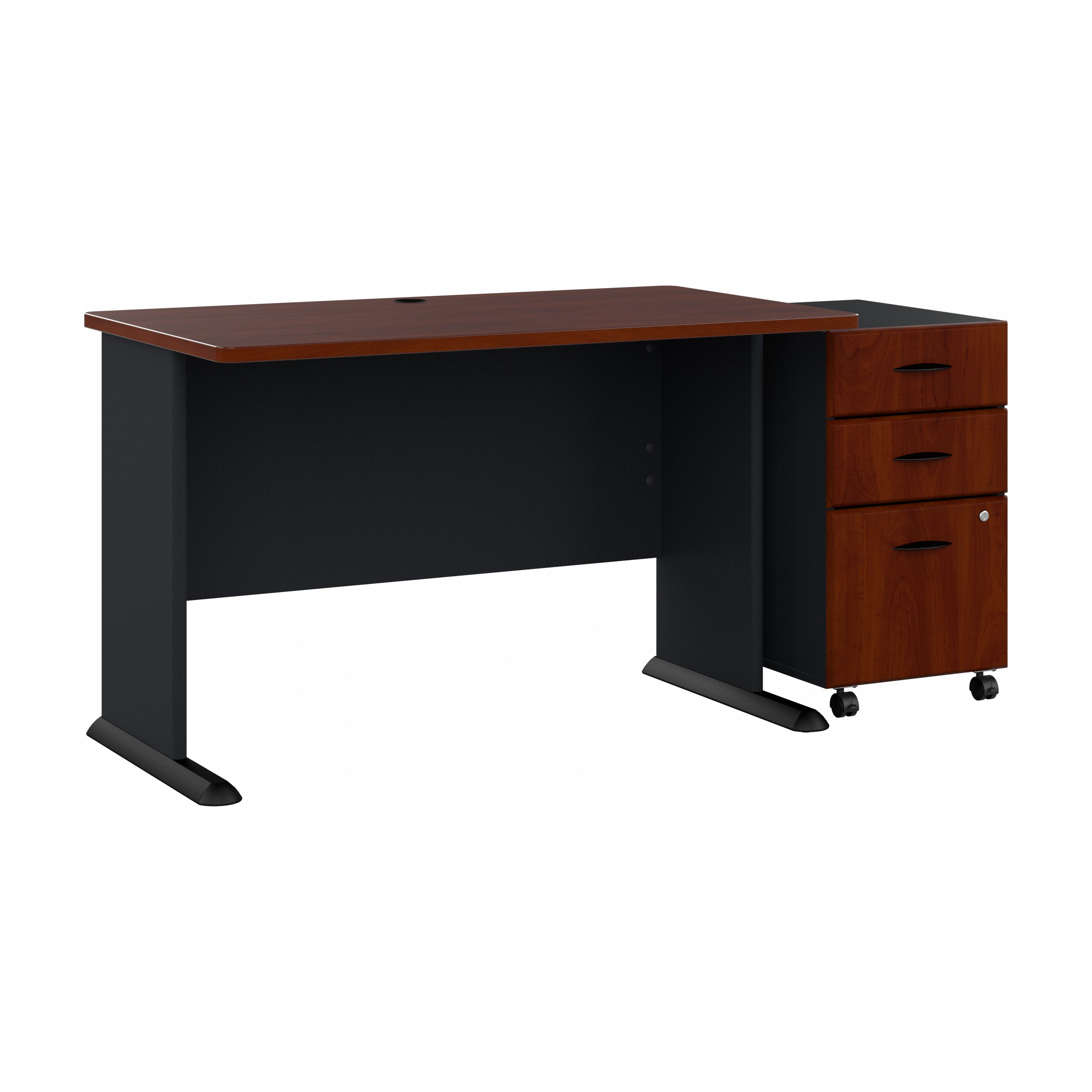 Shop Bush Business Furniture Series A 48W Desk with Mobile File Cabinet 02 SRA025HCSU #color_hansen cherry/galaxy