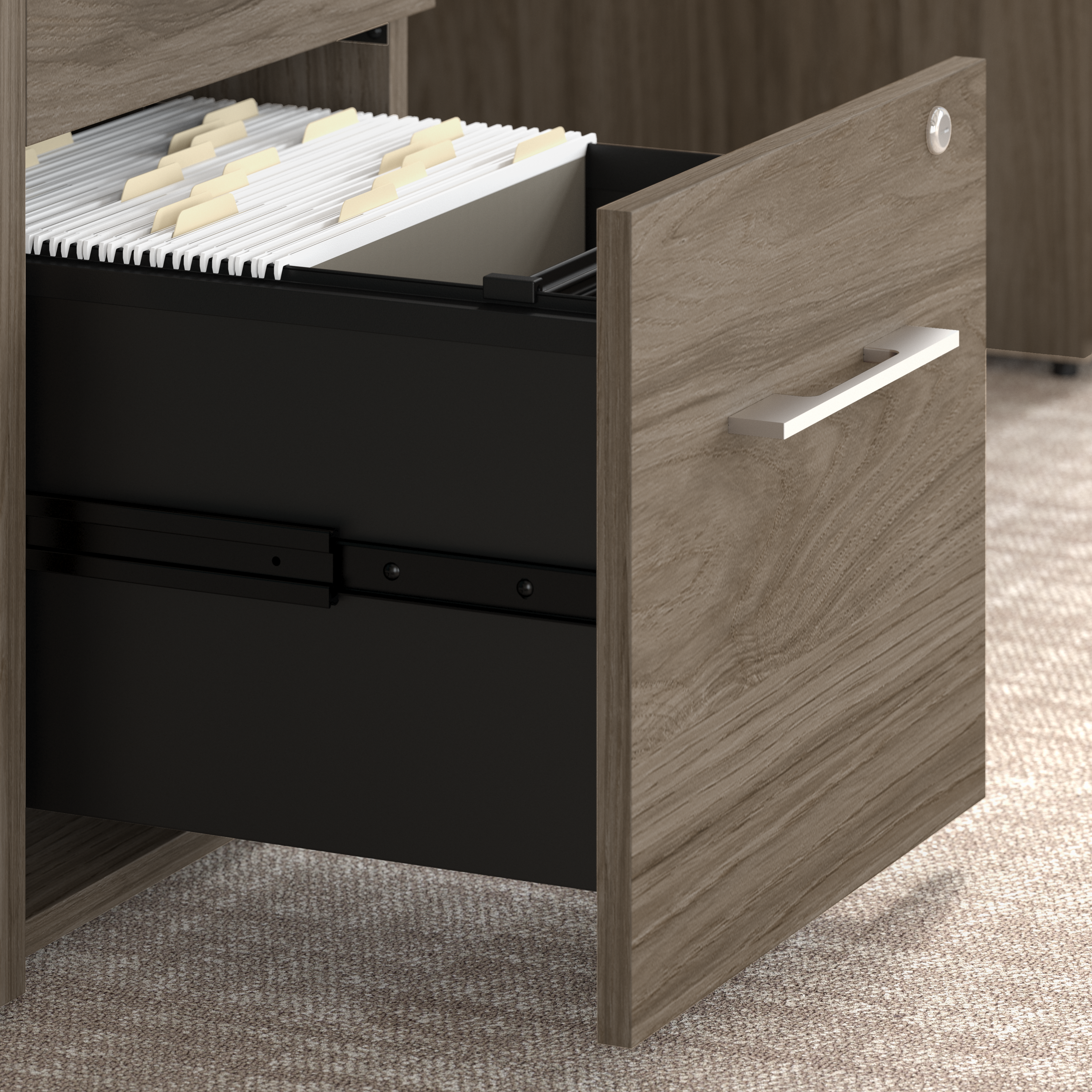 Shop Bush Business Furniture Office 500 72W U Shaped Executive Desk with Drawers 04 OF5002MHSU #color_modern hickory